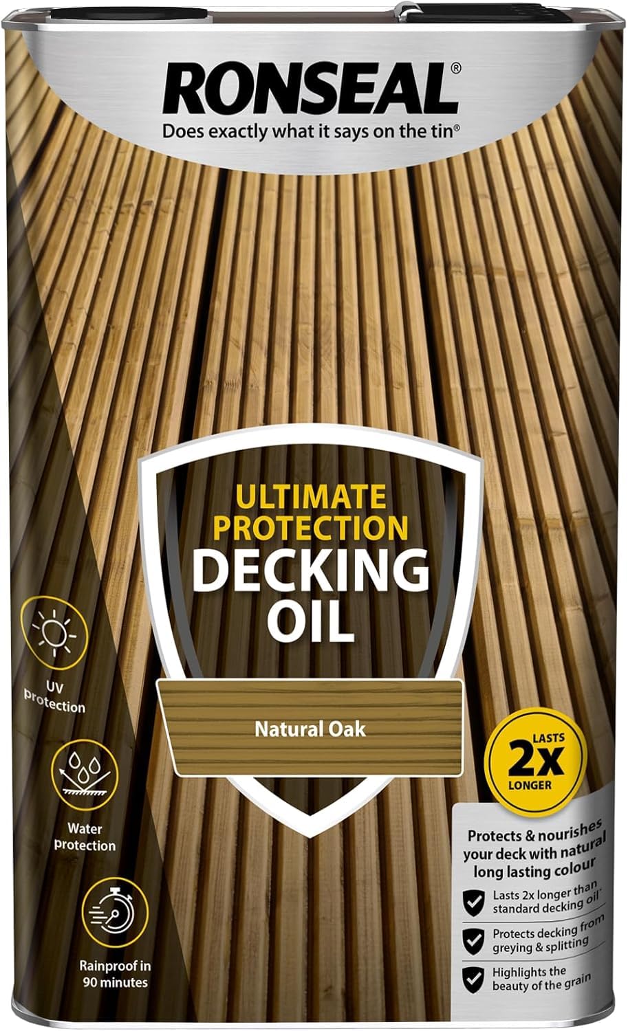 Caprican Natural Oak Ultimate Protection Decking Oil | Water-Based Linseed Wood Stain & Sealer | Weather-Resistant, Fast-Drying & Long-Lasting (1, 5L)