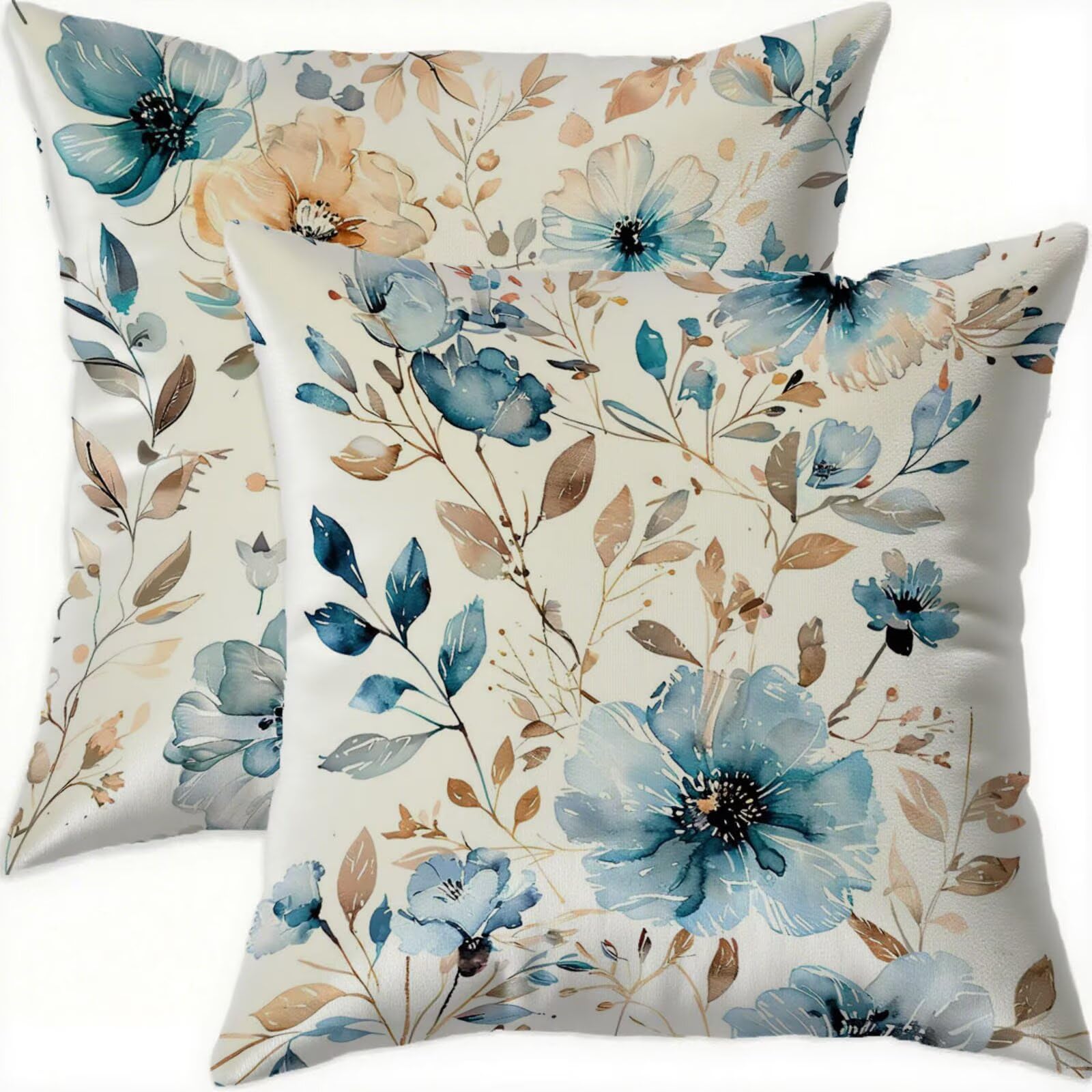 Housse coussin 60x60cm imperméable en velours bleu anti tache