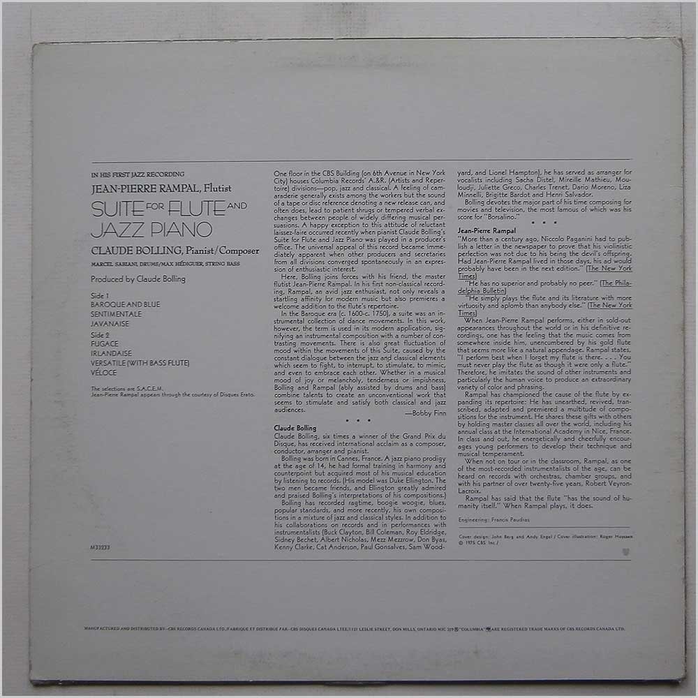 Suite For Flute And Jazz Piano (feat. Claude Bolling, Marcel Sabiani) [Vinyl LP]