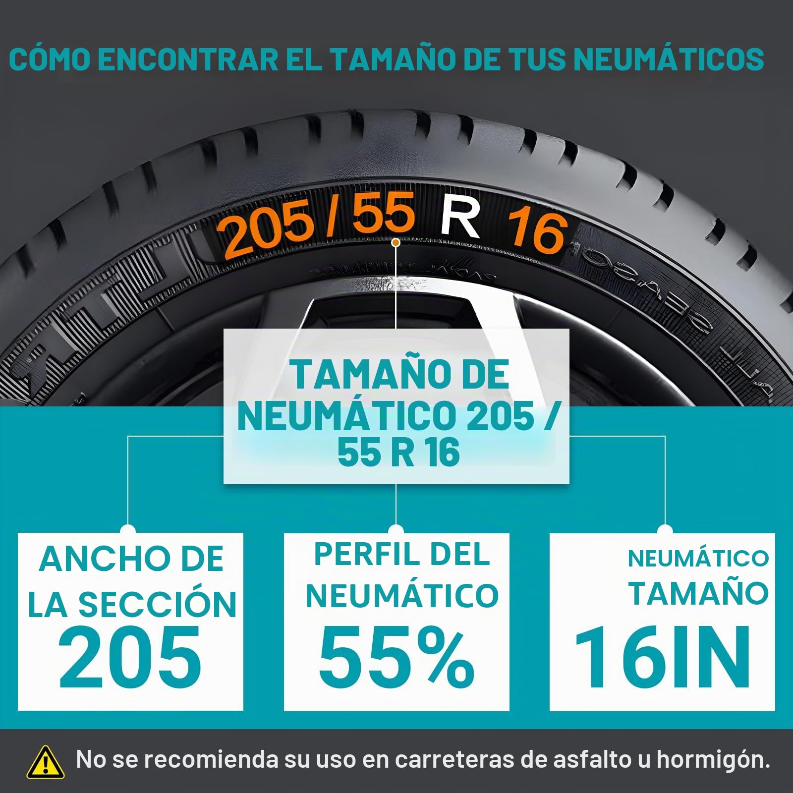 SilverCherry Cadenas de Nieve para Coche, Cadenas de Nieve, Adecuadas para Su Uso en Carreteras Heladas, Nevadas y Fangosas, y Son Aptas para Suv, Sedanes y Vehículos Todoterreno (55R16, 205)