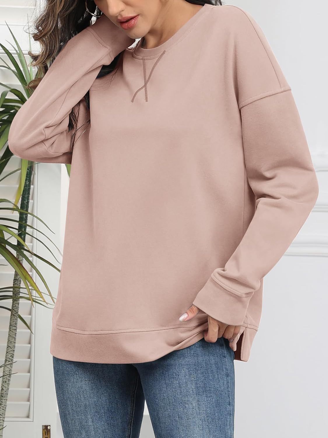 ATHMILE Womens Casual Crew Neck Sweatshirt Loose Soft Long Sleeve Shirts Oversized Pullover Tops Fall Outfits - Image 2