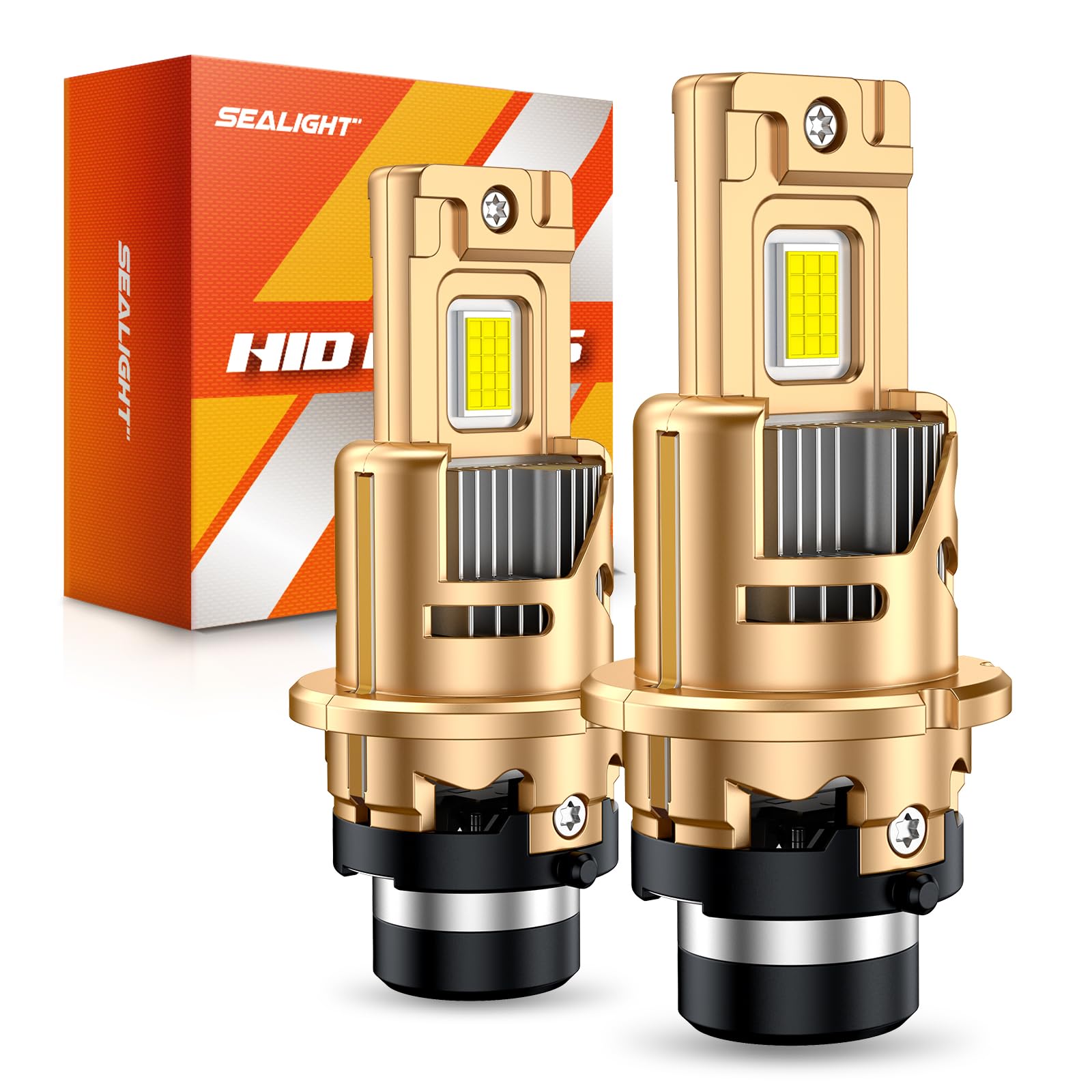 SEALIGHT D2S Bulbs 6500K Cool White Brighter 1:1 Mini Size Plug and Play HID Fog Lights Replacement, IP68 Waterproof 0.01s Instant Start Pack of 2