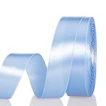 YASEO 1 Inch Sky Blue Solid Satin Ribbon, 50 Yards Craft Fabric Ribbon for Gift Wrapping Floral Bouquets Wedding Party Decoration