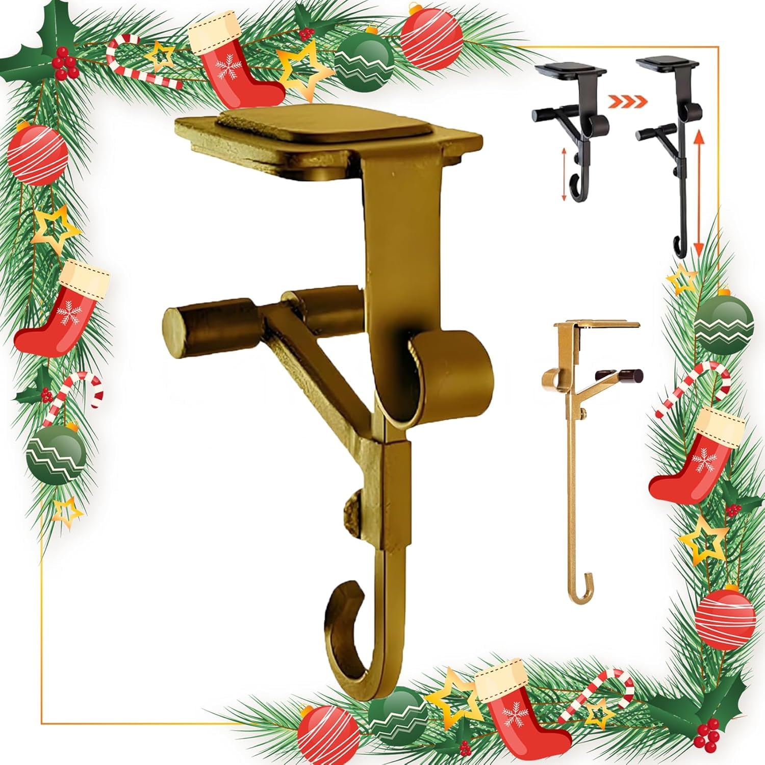 Support de guirlande de cheminée et crochet réglable pour déco de Noël