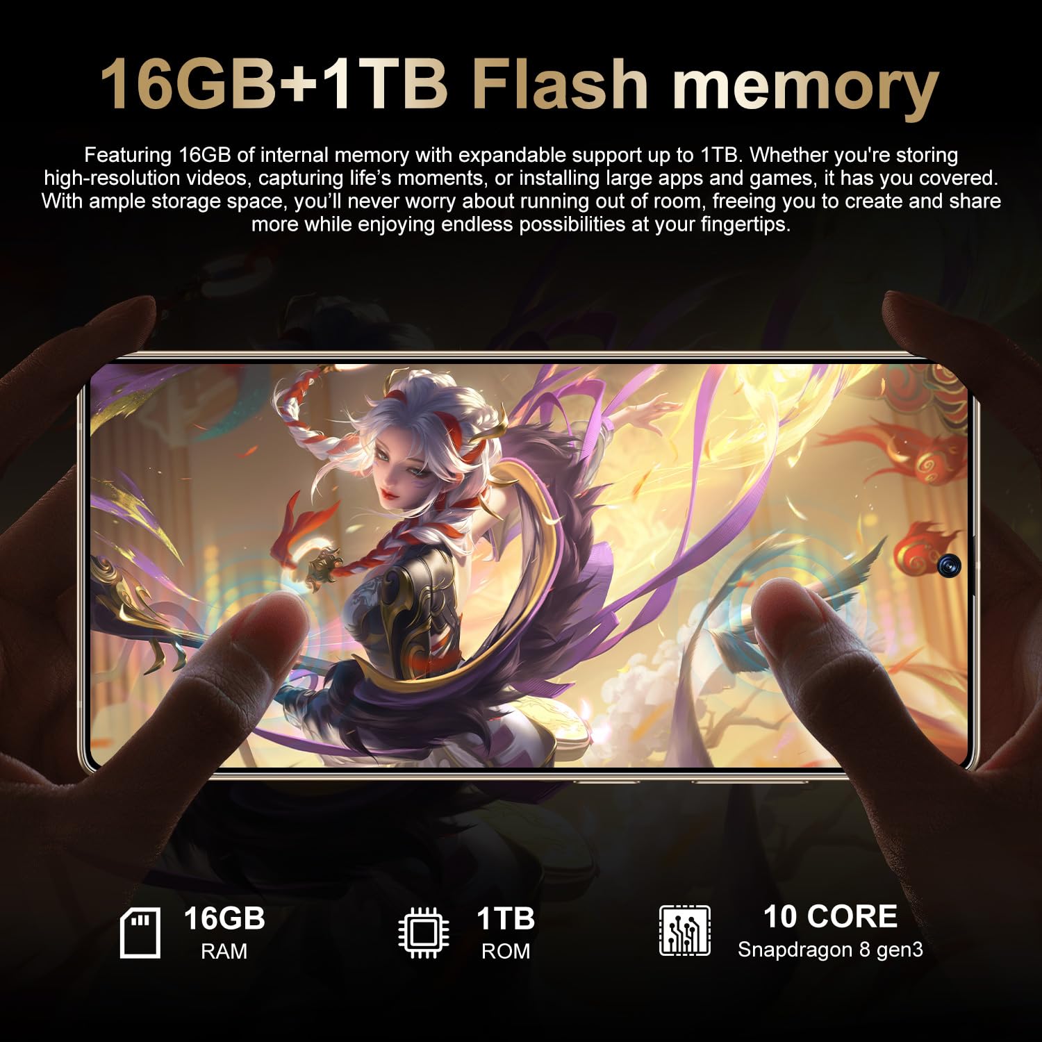 Smartphone S25 Ultra Pro 5G – 16 GB di RAM 1 TB di ROM | 7,3" HD AMOLED 144Hz | 108 MP principale 72 MP ultra-grandangolare | Snapdragon 8 Gen 3 | 8000 mAh | Android 14 | Sbloccato,Desert Gold-1TB