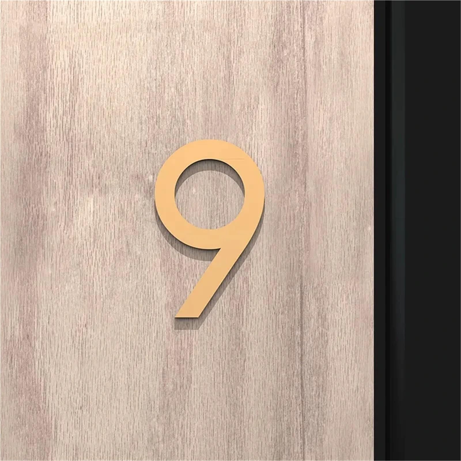 Self Adhesive House Numbers Black/Gold/Silver Door Number Stickers 2/3/4 Inch Modern Acrylic Address Mailbox Number for Outside Hotel Apartment Yard Post Courtyard Cafe Plaque(Gold 9,2In)