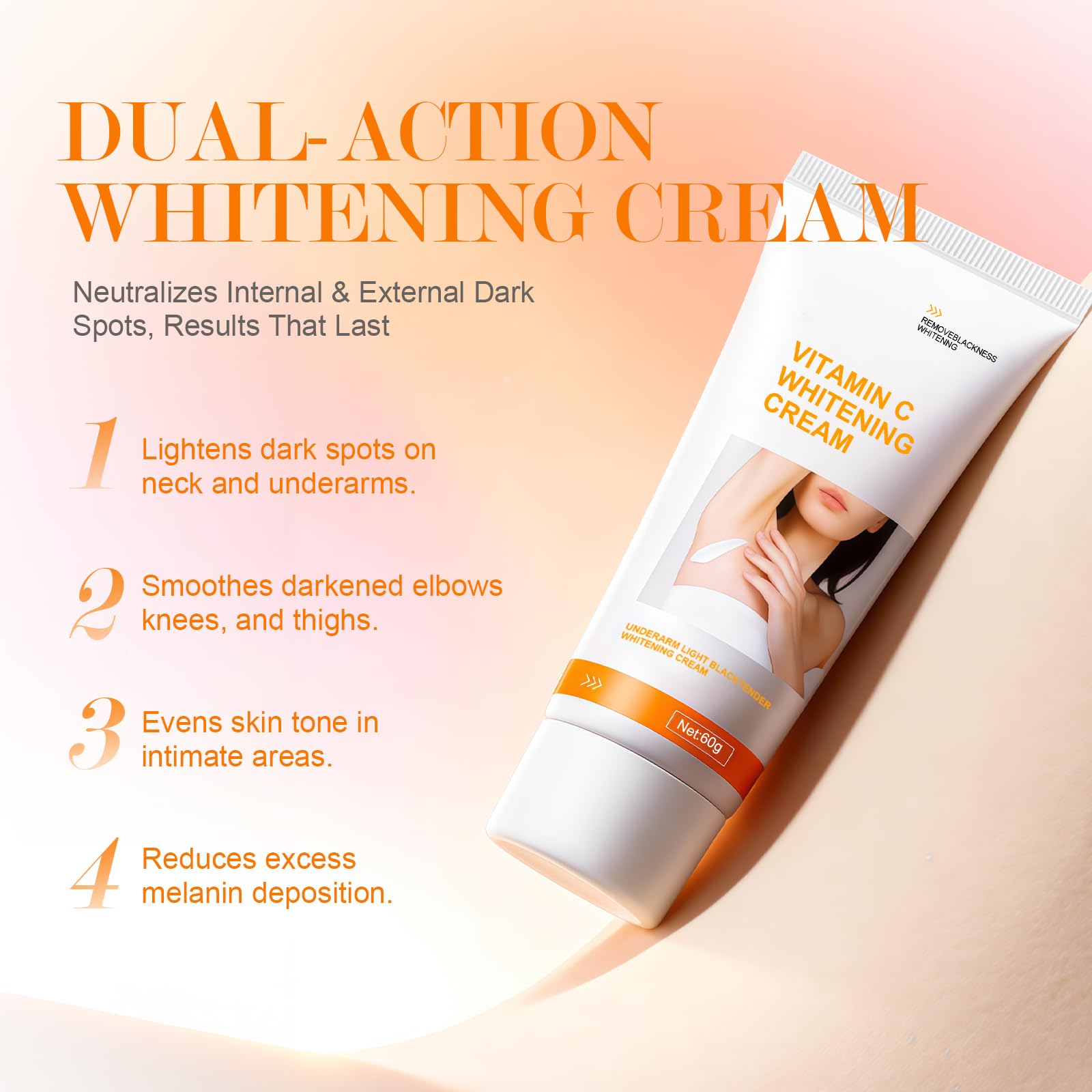 Crema Blanqueadora Axilas,Crema Aclaradora Zonas Íntimas y Muslos Internos,Crema Hidratante Blanqueante para Codos,Rodillas y Piel Sensible,Suaviza,Aclara Manchas Oscuras y Mejora Tono de Piel,60g — view 6