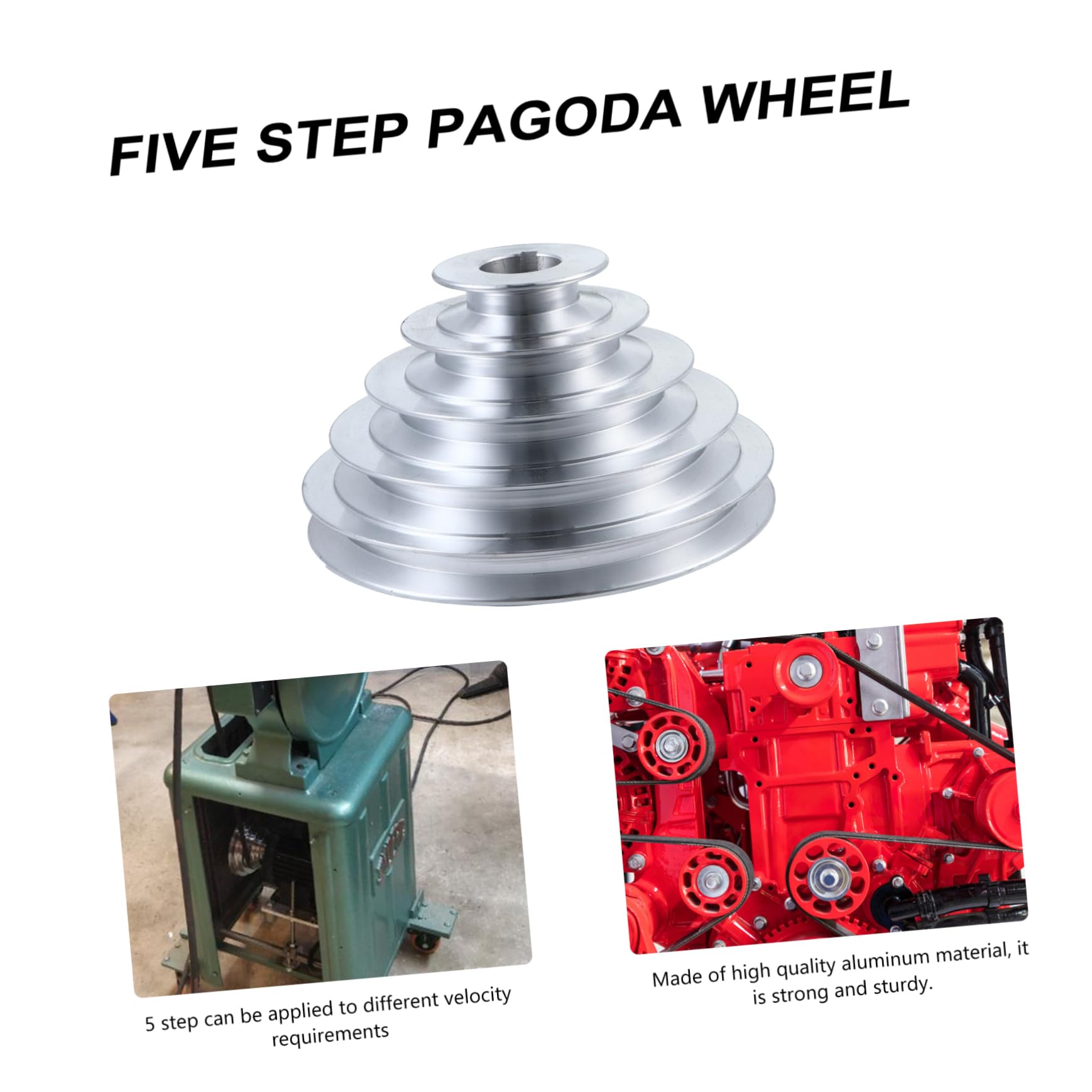 Puleggia Pagoda in Alluminio Argento Ruota Pagoda Cinghia Adatta per Trasmissione Ad Albero Motore