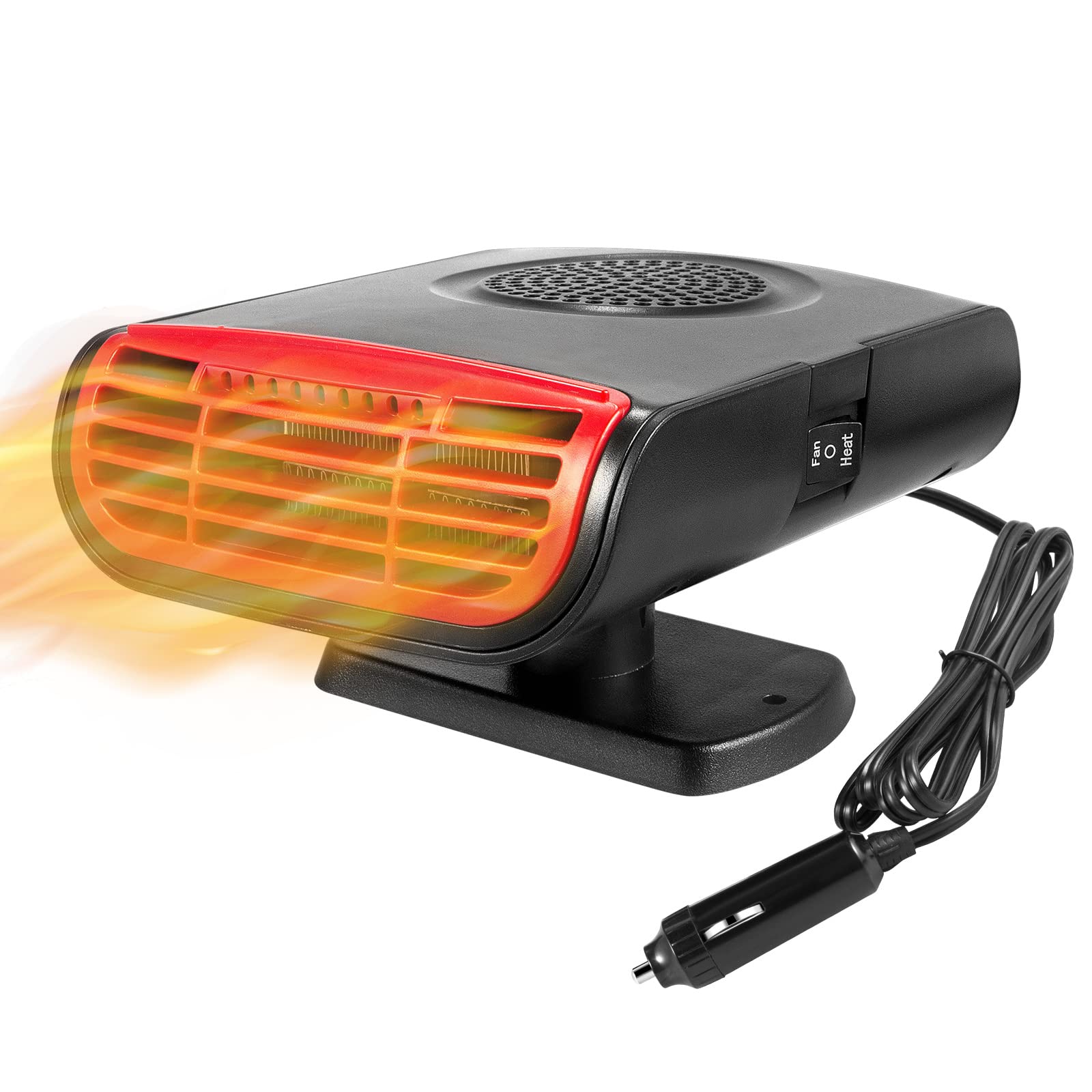 Jahy2Tech12V 2 in 1 Portable Electric Heating Cooling Fan Car Heater Fast Heating 150W with Cigarette Lighter Plug Suitable for All Cars Cab and Seat (Black&Red)