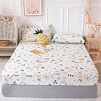 Vista 14 de Sábana de bolsillo profundo de algodón de dibujos animados impreso niños protector de colchón, sábanas antideslizantes para niños y niñas dormitorio