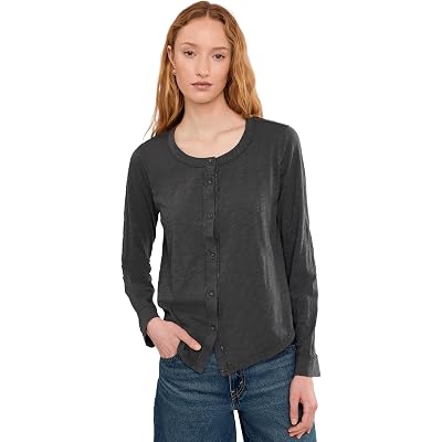 Mod-o-doc Long Sleeve Exposed Seams Button-Up Slim Cardi