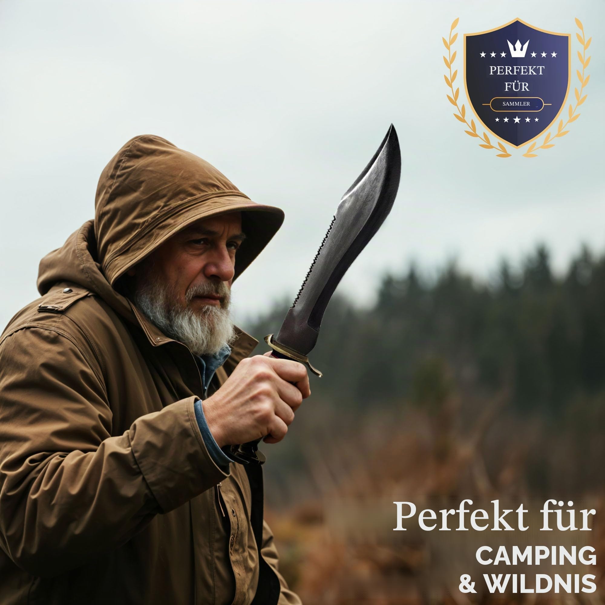 Swords and more Mick Crocodile Dundee Jagdmesser – 44,5 cm Bowie-Messer aus 440 Edelstahl – Inkl. Lederscheide – Legendäre Filmreplik für Sammler & Outdoor-Fans