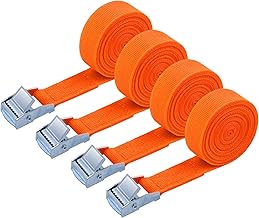 URAQT Spanngurt Befestigungsgurt, 4 Stück 150kg 3 Meters Ratschenspanngurt Breite 20mm Zurrgurt, Verstellbare Befestigungsriemen mit Klemmschloss für Transport, Fracht, Gepäck, Camping(Orange Farbe)