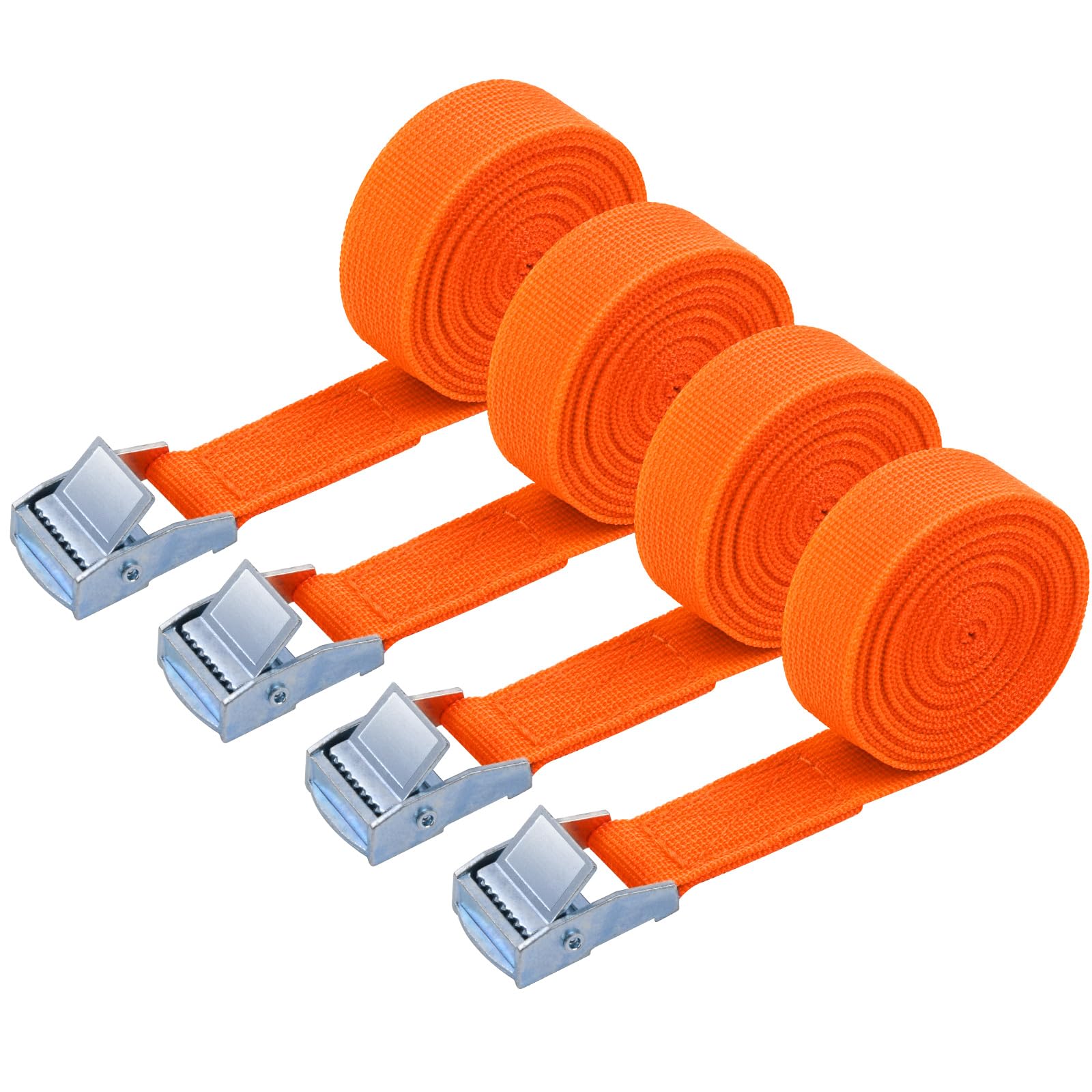 URAQT Spanngurt Befestigungsgurt, 4 x 150kg 2 Meters Ratschenspanngurt Breite 20mm Zurrgurt, Verstellbare Befestigungsriemen mit Klemmschloss für Transport, Fracht, Gepäck, Camping(Orange)