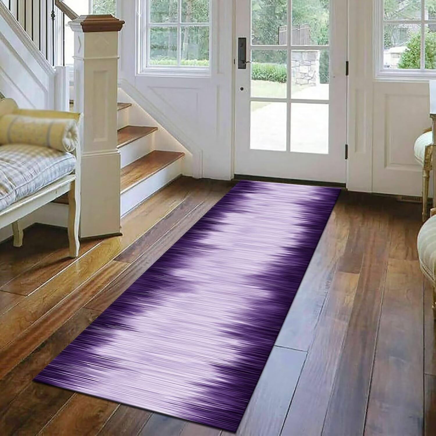Tapis De Couloir, Long, Antidérapant, Lavable, Pour Cuisine, Couloir, Violet Et Noir, 110 X 240 Cm, Tapis De Couloir, Pour Salon, Chambre D'enfant, Salle à Manger, Tapis De Cuisine Personnalisable Au
