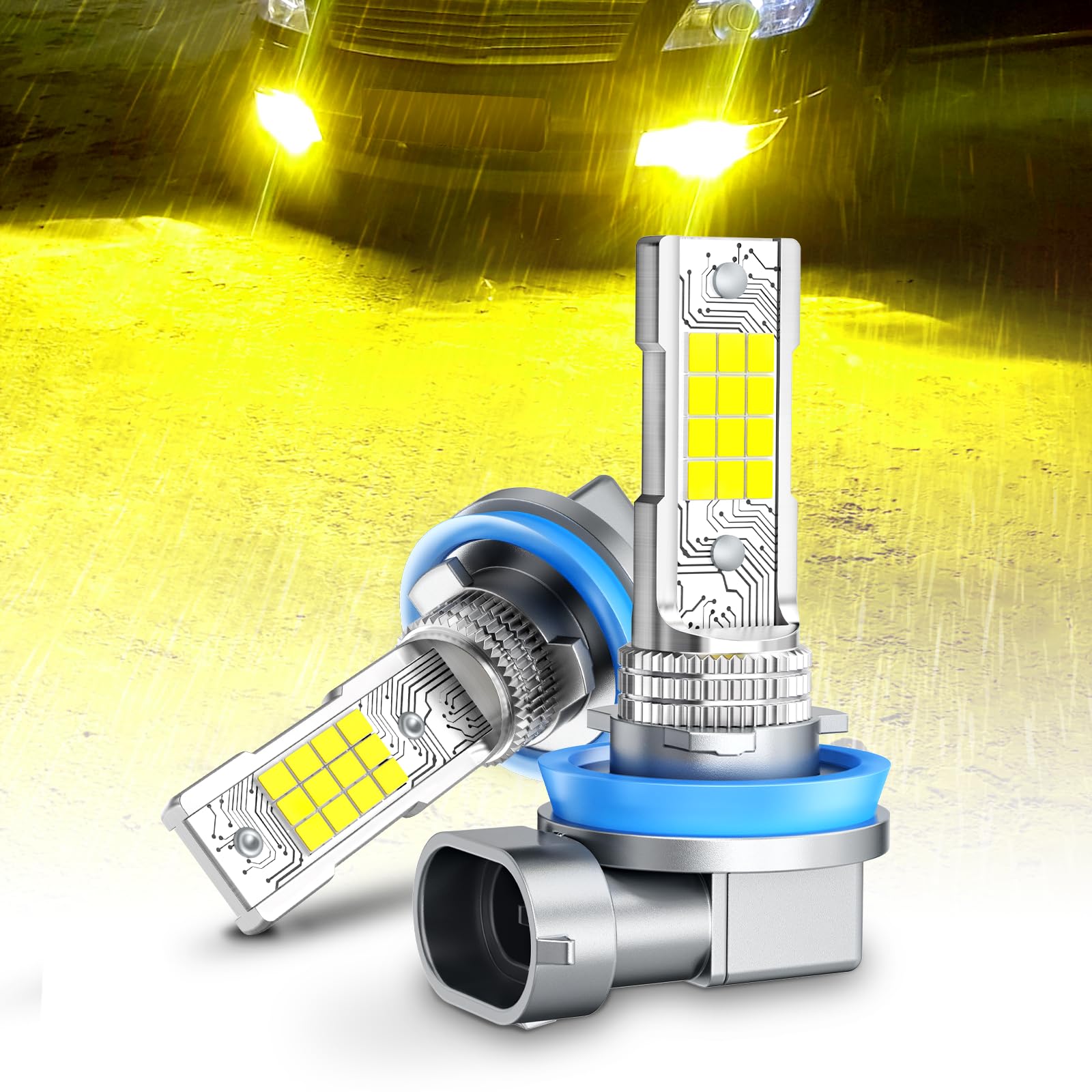 Marsauto H11 H8 H16 LED Fog Lamp 10000LM 3000K Yellow IP68 Pair Japan
