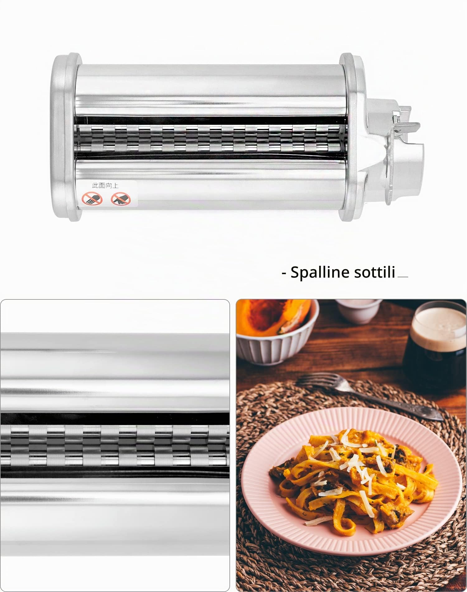 QWORK® Sfogliatrice e Taglierini per Pasta - Compatibile con Bosch Planetaria Robot da Cucina MUM5 MUM4 e Parte della Serie MUM2