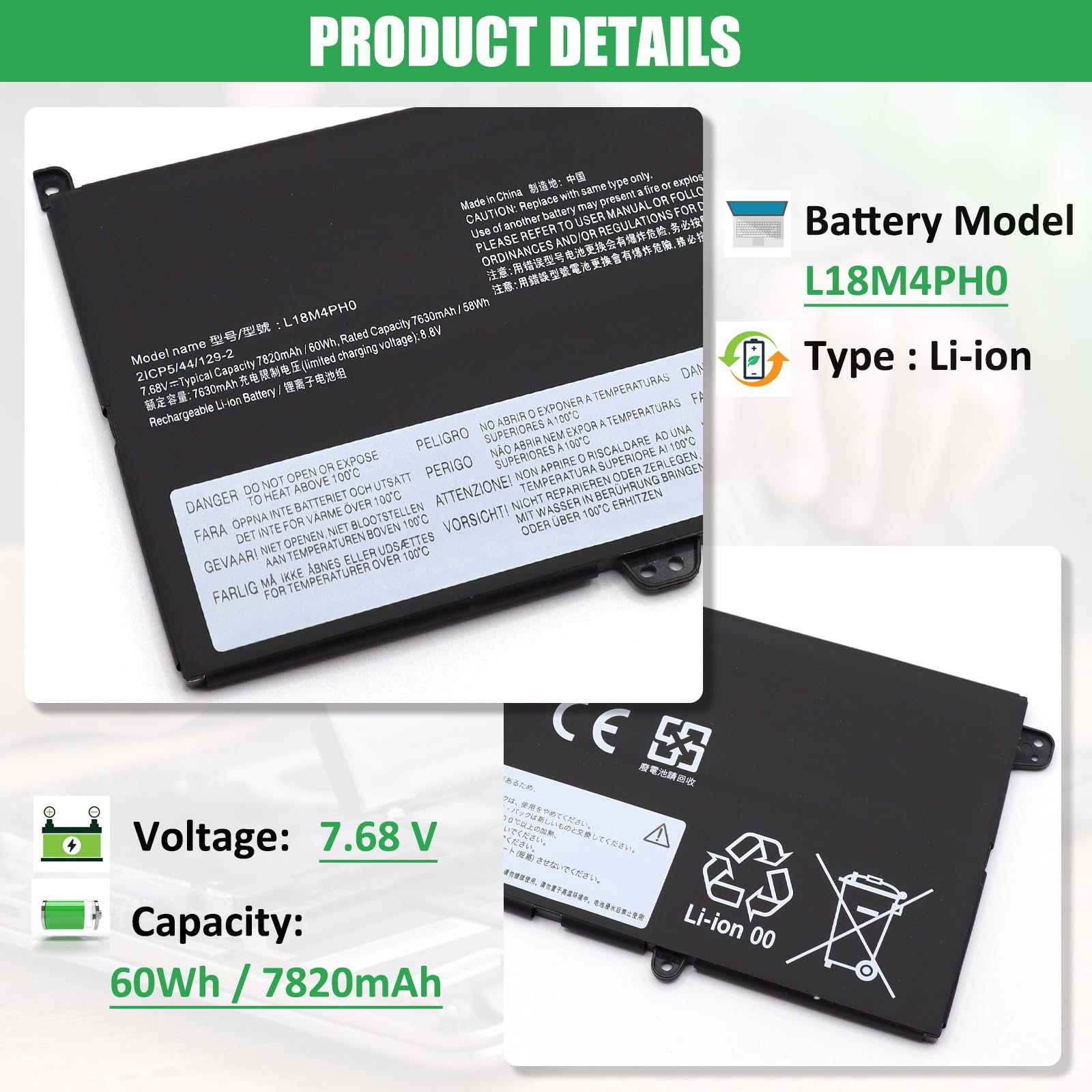 Amazon.com: RHKRKQN L18M4PH0 L18C4PH0 Laptop Battery Replacement