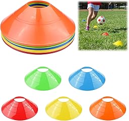 Plot Sport - Lot de 15 Cônes d'Entraînement en PE Souple - 5 Couleurs Vives - pour Football, Rugby, Fitness et Entraînement