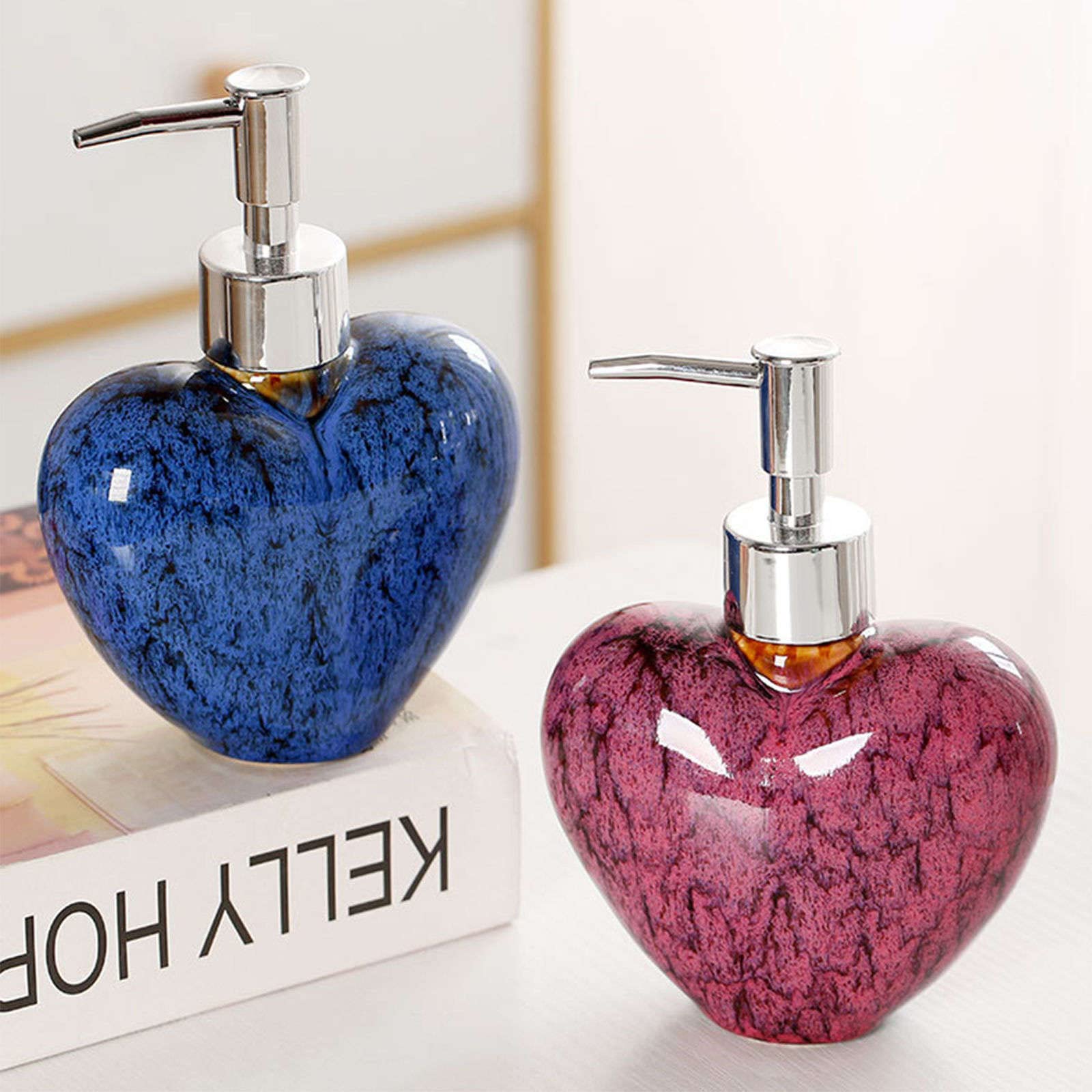 Keramik-Seifenspender 300 ml 10,6 Unzen mit Pumpe, nachfüllbare Lotionsflasche for Badezimmer-Waschtischarbeitsplatte, Shampoo