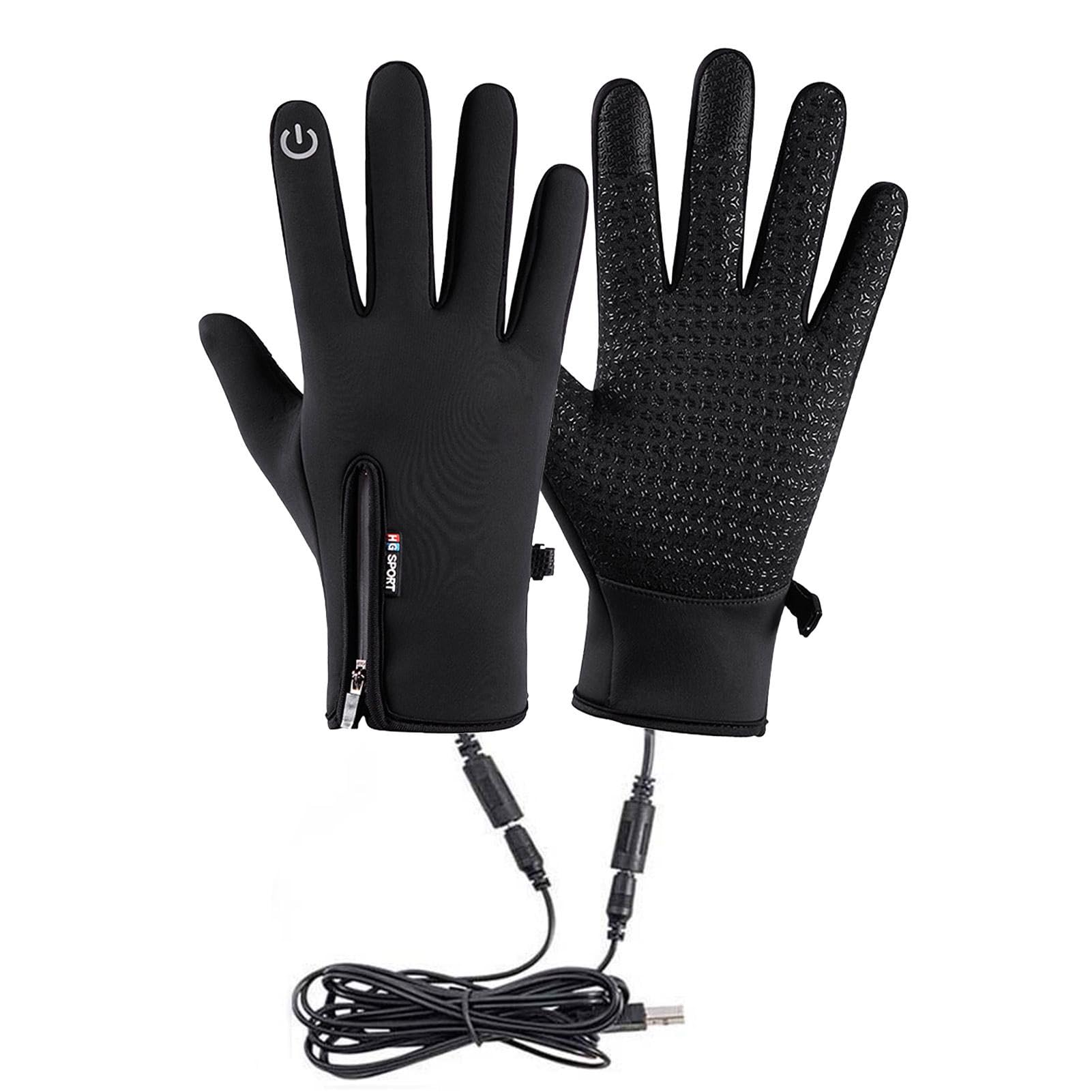 Electric Rechargeable Heated Gloves Heated Cycling Gloves Winter Touchscreen Waterproof Gloves Hand Warmer Gloves Winter Thermal Heating Mitts Windproof Snow Mittens Motorcycle Gloves
