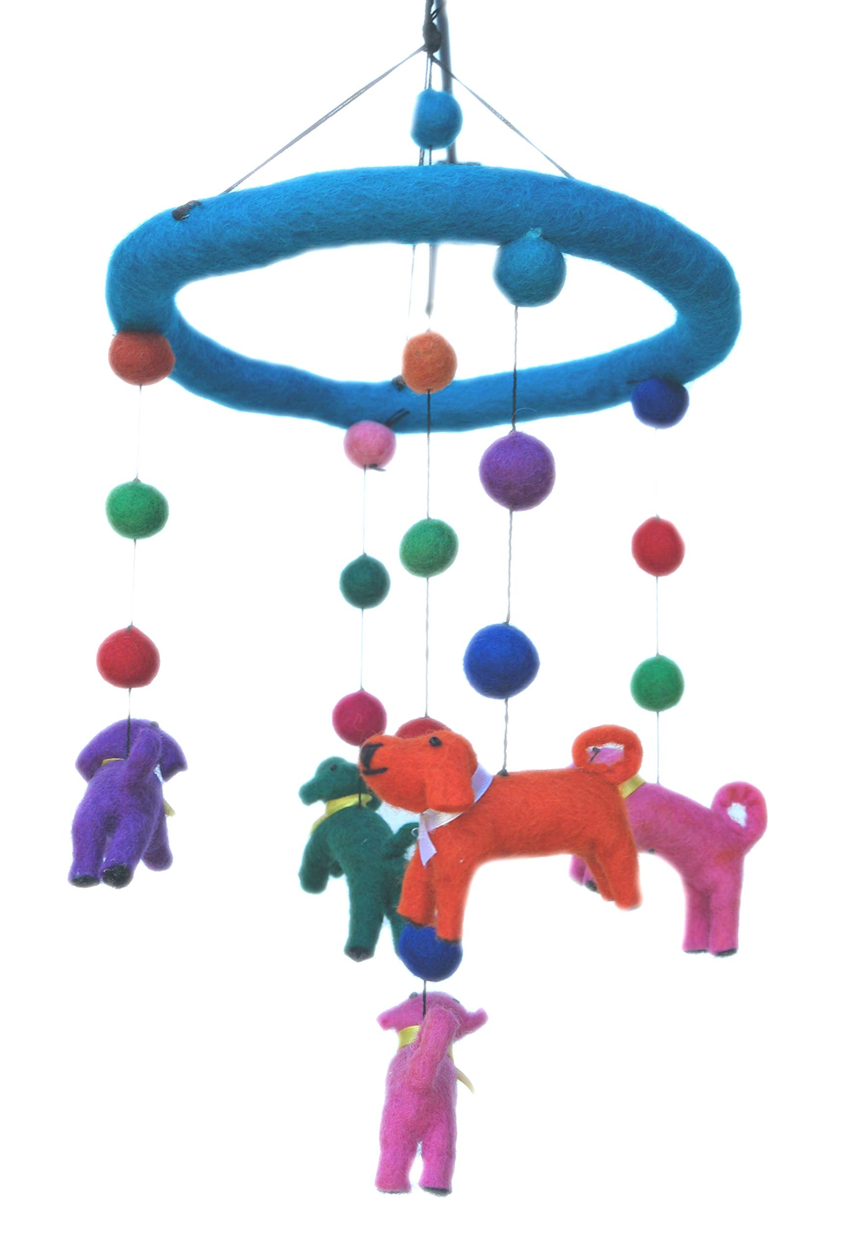 Baby Mobile, Dog Mobile for Crib for Boys and Girls, Hand Made Wool Mobile for Crib,Nursery, Hand Made Gift and Baby Room (Purple)