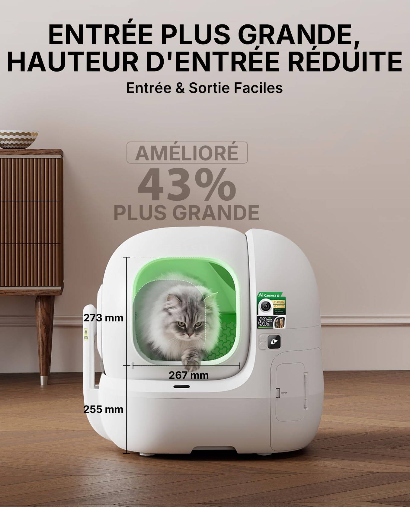 PETKIT PUROBOT MAX PRO 2 Litiere Chat Autonettoyante, Bac Litière Autonettoyante Nouvelle Amélioré avec Caméra, Entrée plus Grande,Wi-FI 2,4GHz&5GHz,Nettoyage et Suivi de Santé AI,pour Plusieurs Chats