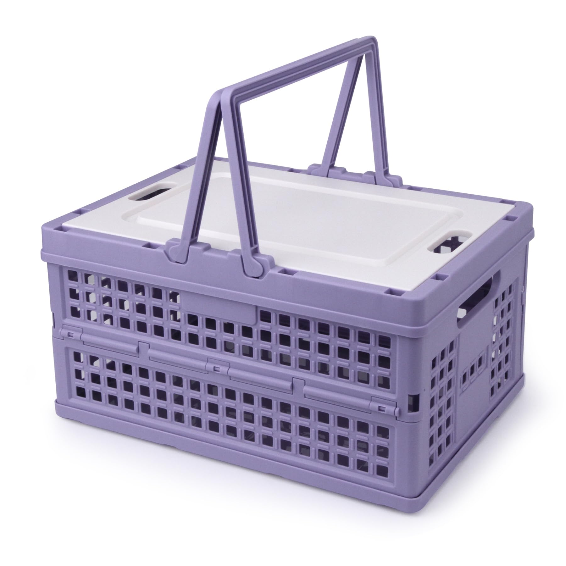 Vivikivi Collapsible Storage Crate,Plastic Storage Box, Purple-Hollow — image 1