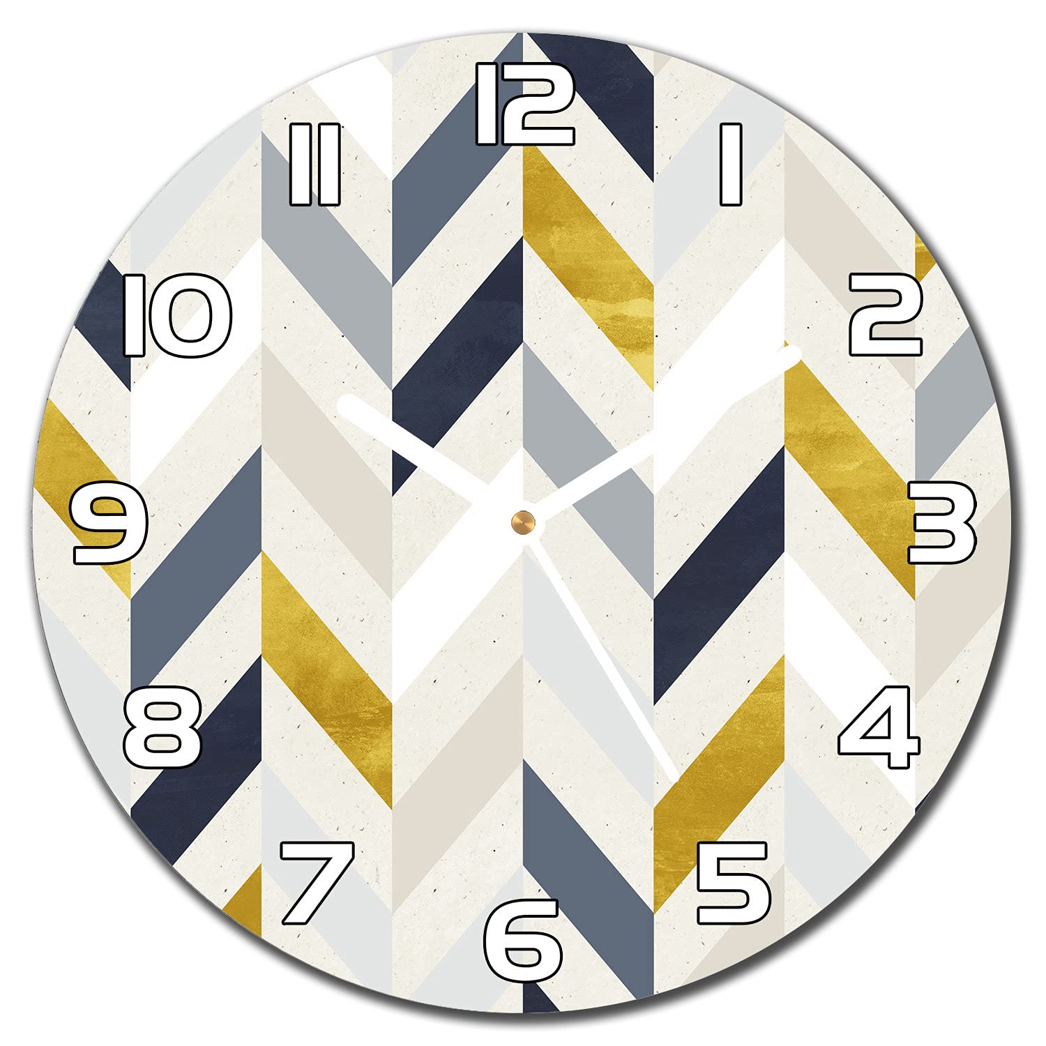 Horloge murale 30cm en verre motif Herringbone design moderne