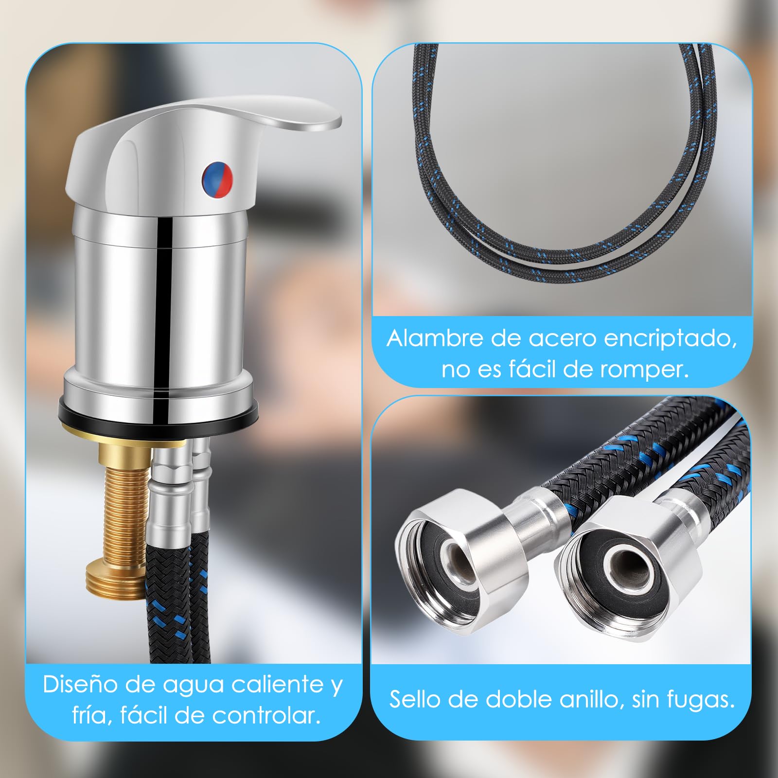 Rubinetto Lavabo Salotto, Valvola Miscelatrice, Lavacapelli Portatile Rubinetto Alcachofa – Miscelatore Parrucchiere + Tubo, Regolazione Facile – Tubo Professionale per Lavabo