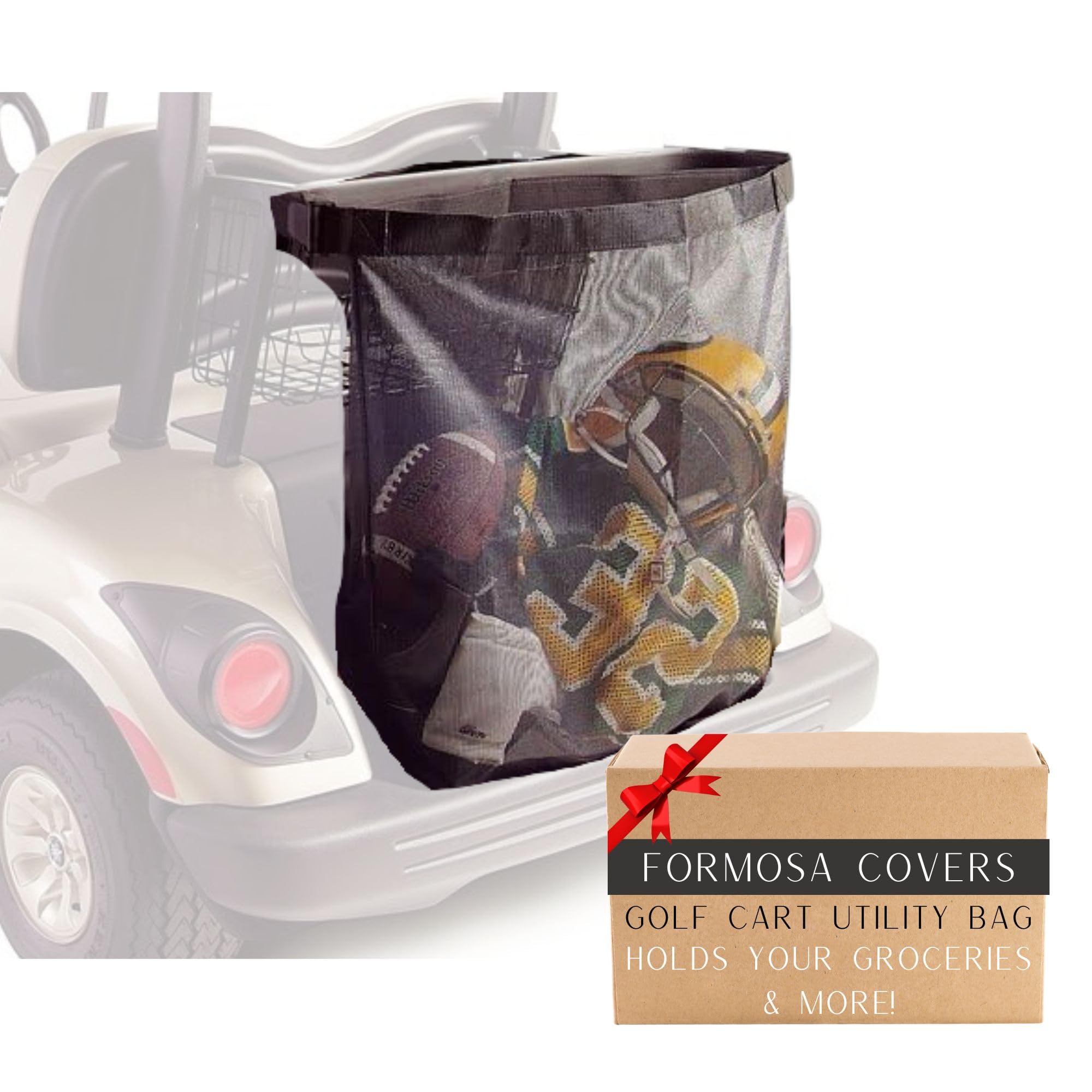Formosa Covers - Rear Cargo Bag for EZGo Club Car Yamaha - Easy Attach Grocery Shopping Container with Large Capacity - Durable & Reusable Golf