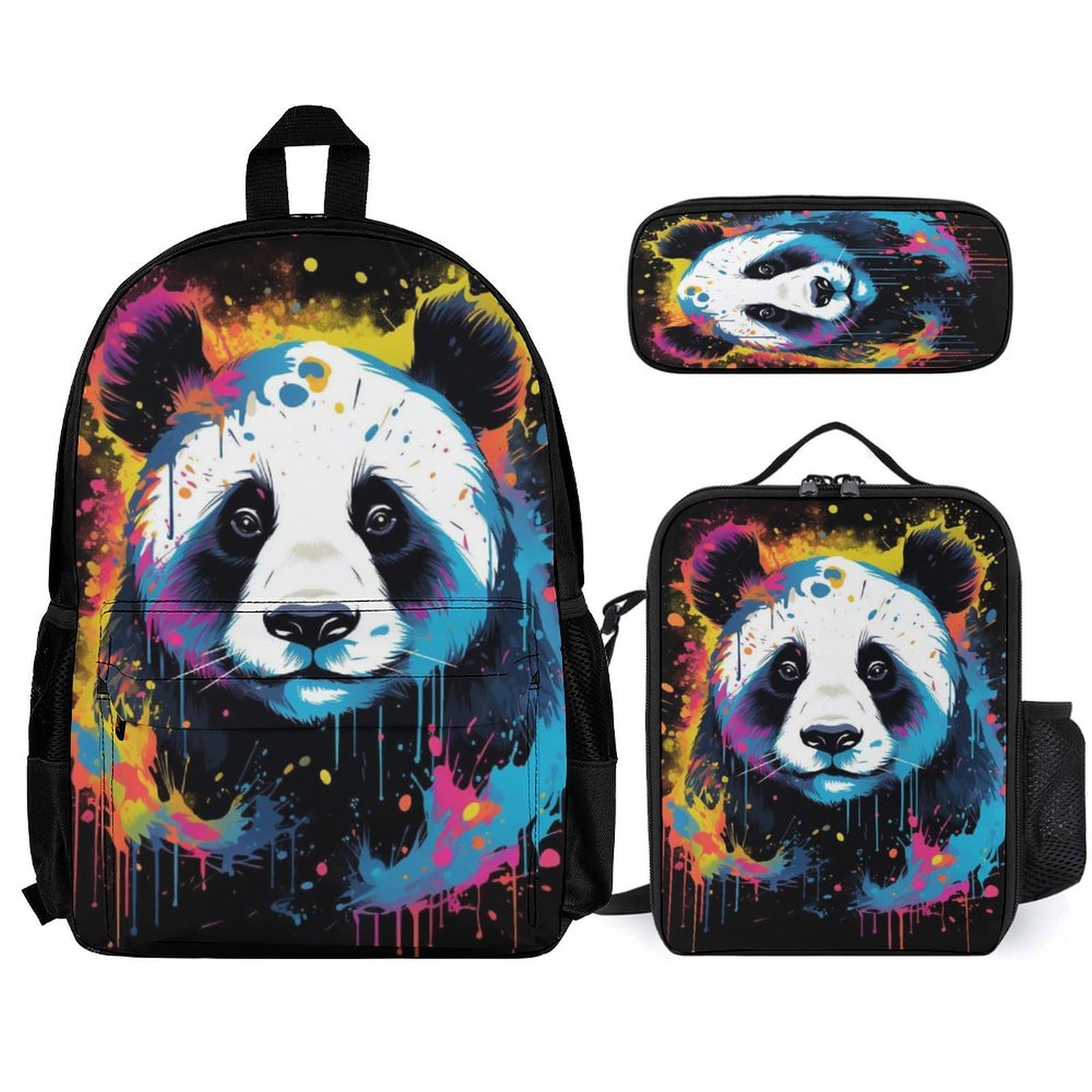 Torba na książki urocza panda z torbą na lunch i piórnikiem dla dziewcząt w wieku 9 lat, zestaw książek ze wzorem zwierzęcym z piórnikiem i torbą na lunch rok 4 dla uczniów szkół podstawowych