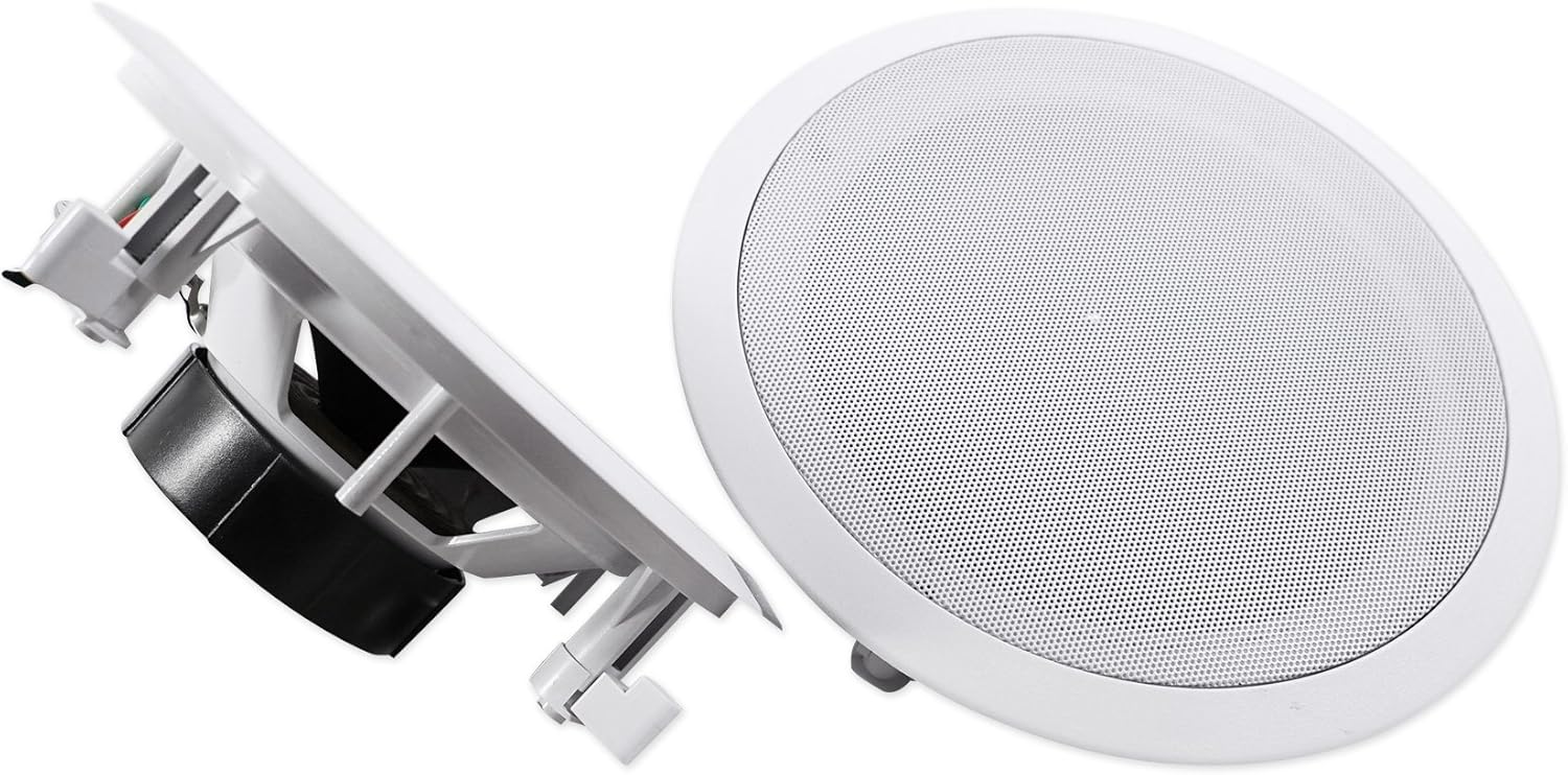 Side view of a Rockville HC85 in-ceiling speaker showing the mounting clips.