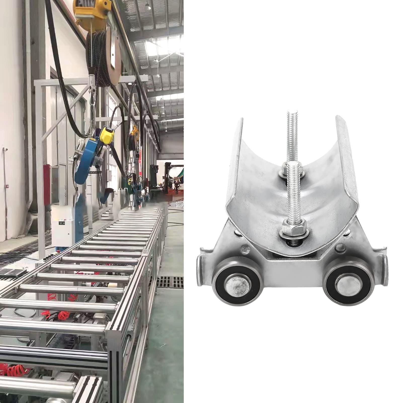 gernie 4 Wheel Trolley Assembly Rollers, Heavy Duty Stainless Steel Track Roller Wheel Trolley High Accuracy Bearing Balls Stable & Safe Silent Trolley Rollers for Rolling Gate Industrial