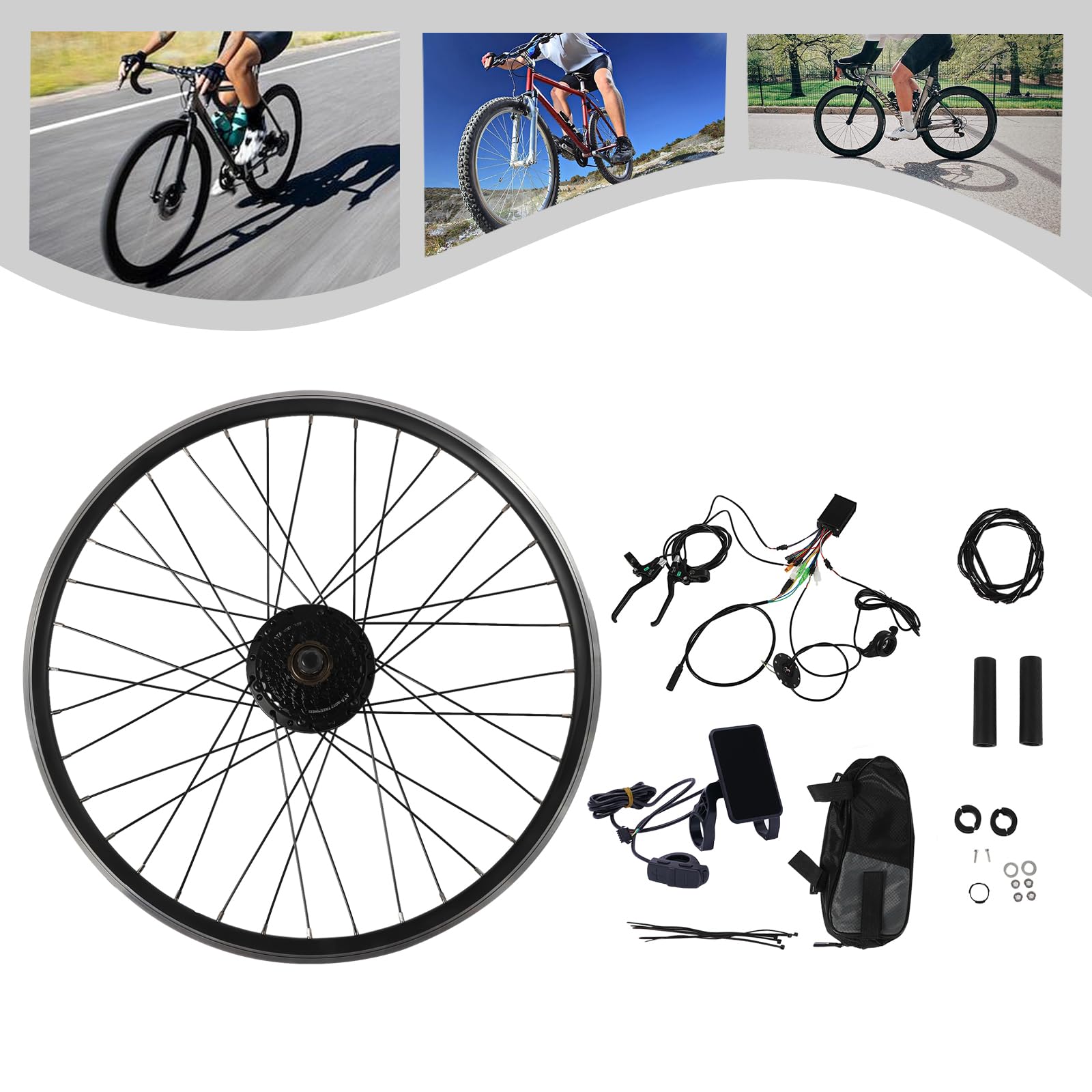 36V 250W Kit di conversione per E-Bike, kit di conversione per bicicletta elettrica con display LCD, 5 marce, kit di conversione per bicicletta elettrica con cruise control, motore elettrico per