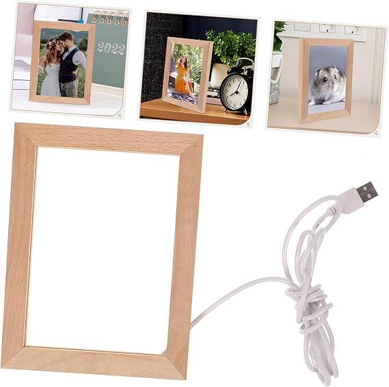 Glowing Led Photo Frame Usb Luminous Lighted Display for Bedroom Study Living Room Creative Night Light Lighting Modes Decorative Tabletop Accessory