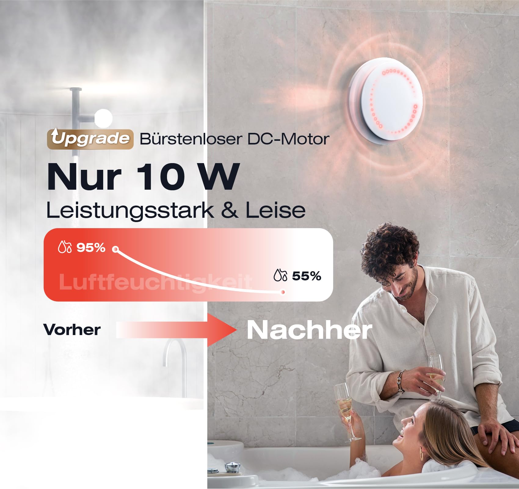 Badlüfter 150mm mit Fernbedienung, 2 Richtungen, 6 Geschwindigkeiten Lüfter Bad mit Statusanzeige, Speicherfunktion, Leise Abluftventilator Badezimmer WC Garage Keller Deckenmontage Wandmontage