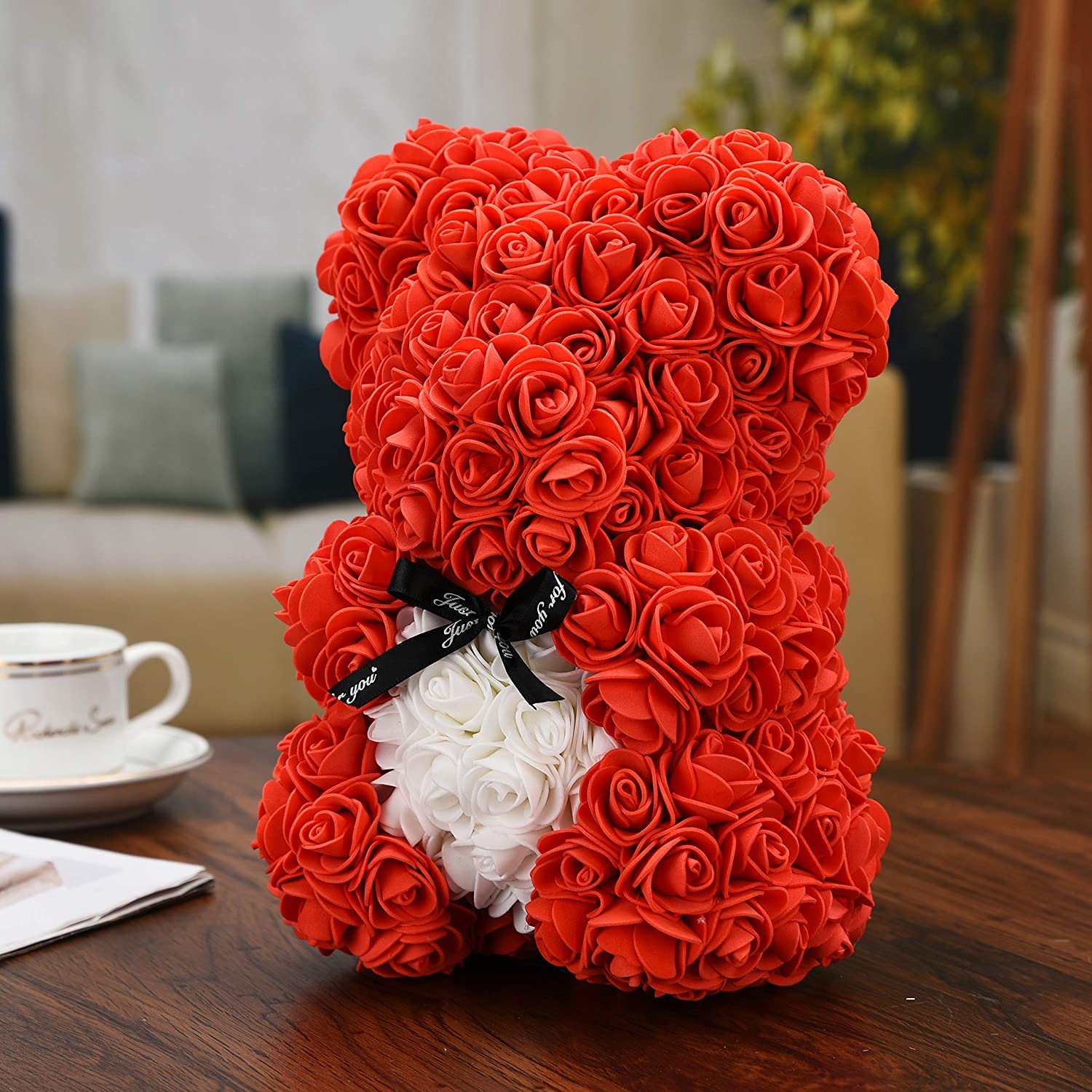 Mr.gadget's Solutions Women's Red Mr. Gadget's Solutions Rose Bear Mothers Day Mum Gifts Girlfriends Mothers Birthday Gifts Gifts Her Fake Roses Artificial Rose Flower Bear Rose Teddy Bear Anniversary Valentine Birthday Day (Rbf-)