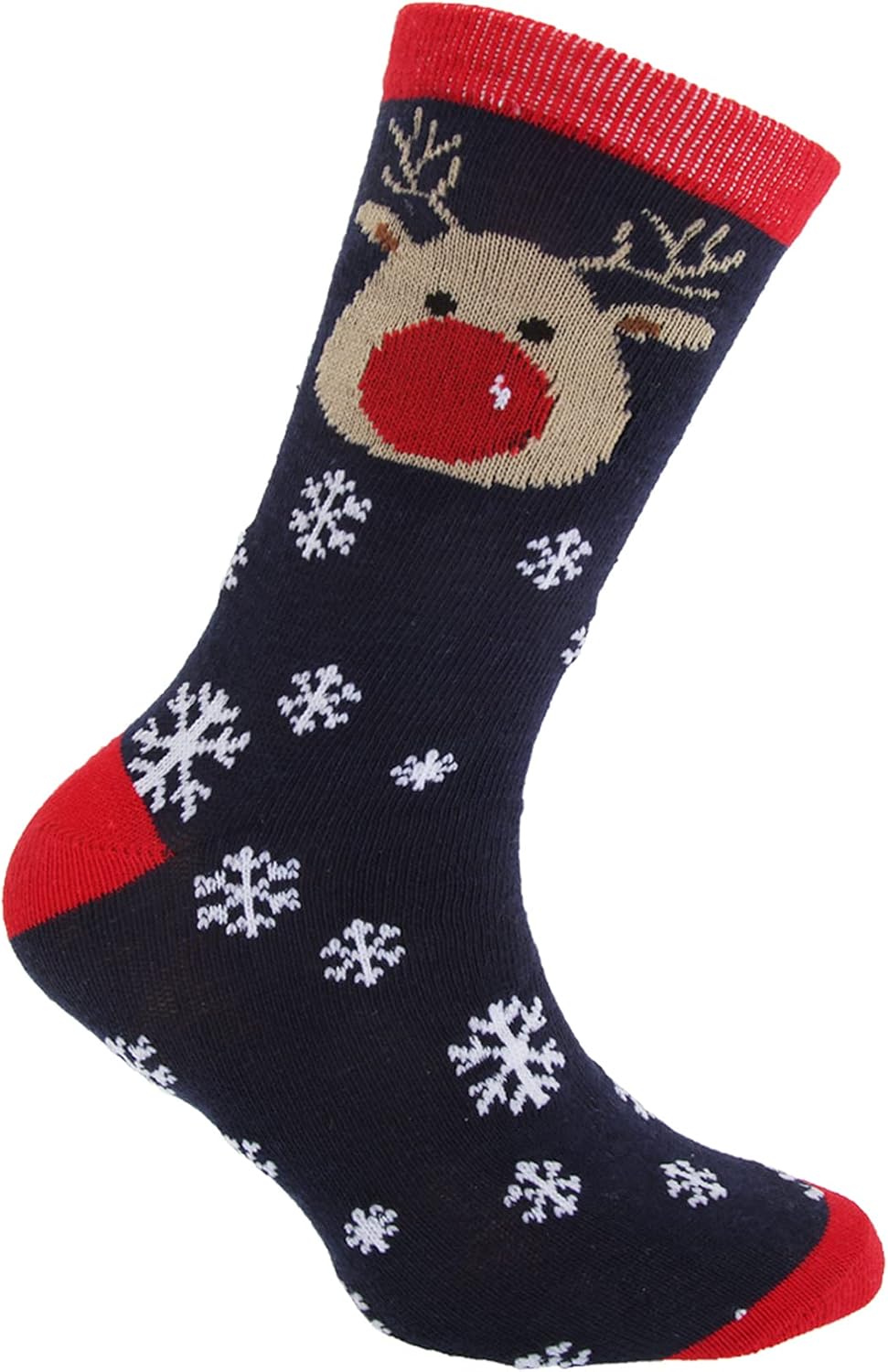 Floso® Childrens/Kids Big Girls Christmas Character Novelty Socks (Pack of 4) (5-7 US Child (Age: 13 + Years)) (Navy/Green/Red)
