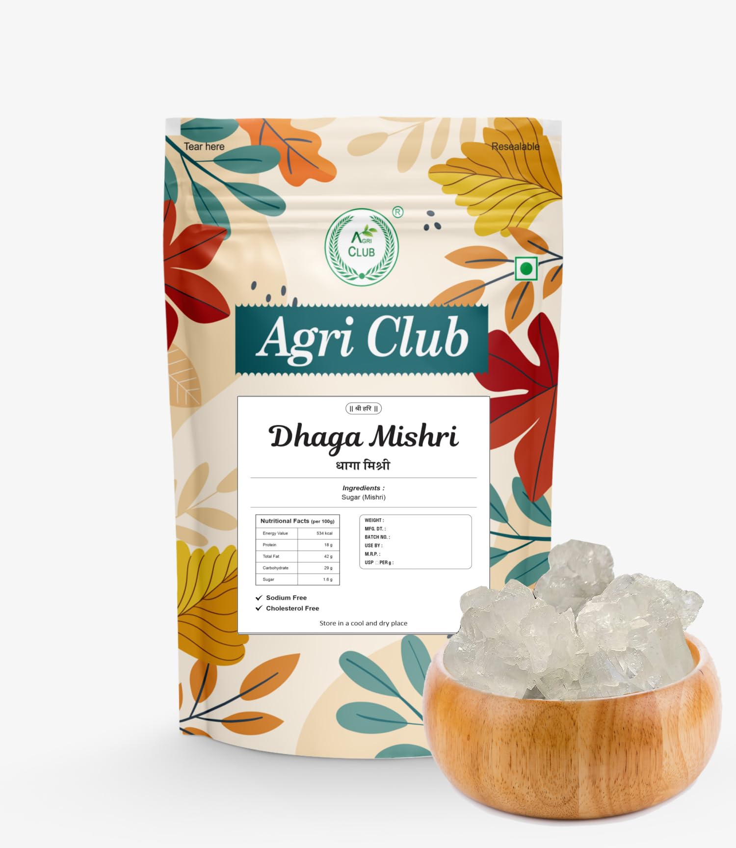 Agri Club Dhaga Mishri 1kg, Dhage wali Misri, Thread Mishri, Crystal Sweet Candy, Kunja Mishri, Dora Mishri Sugar