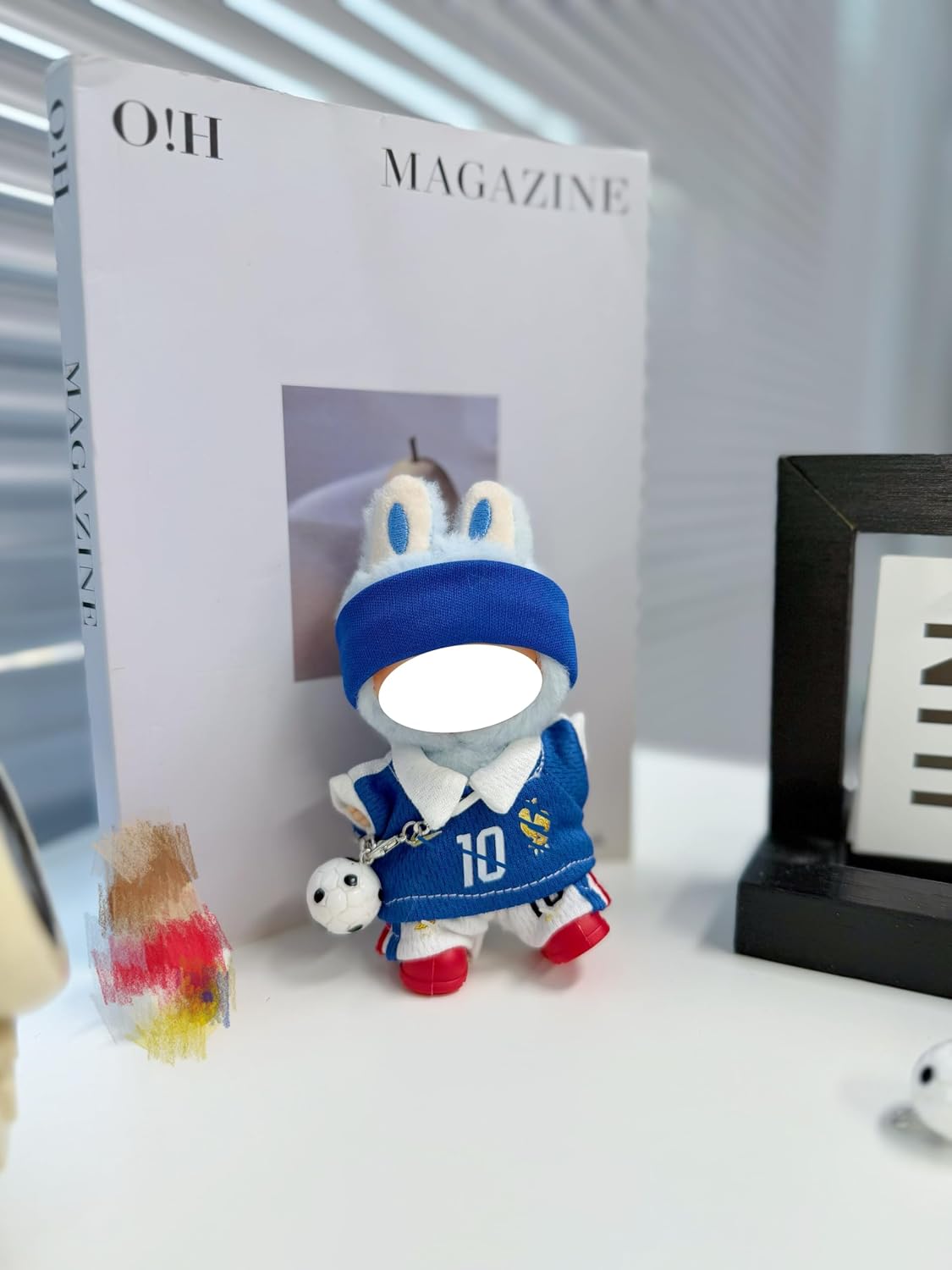 Soccer Jersey Doll Clothes for 10-12cm Plush Dolls,5 pcs Set Mini Football Uniform Outfit for 4 Inch Stuffed Animal,Soccer Star Inspired Sports Costume,Collectible Doll Accessories(Spanish 19 Blue)