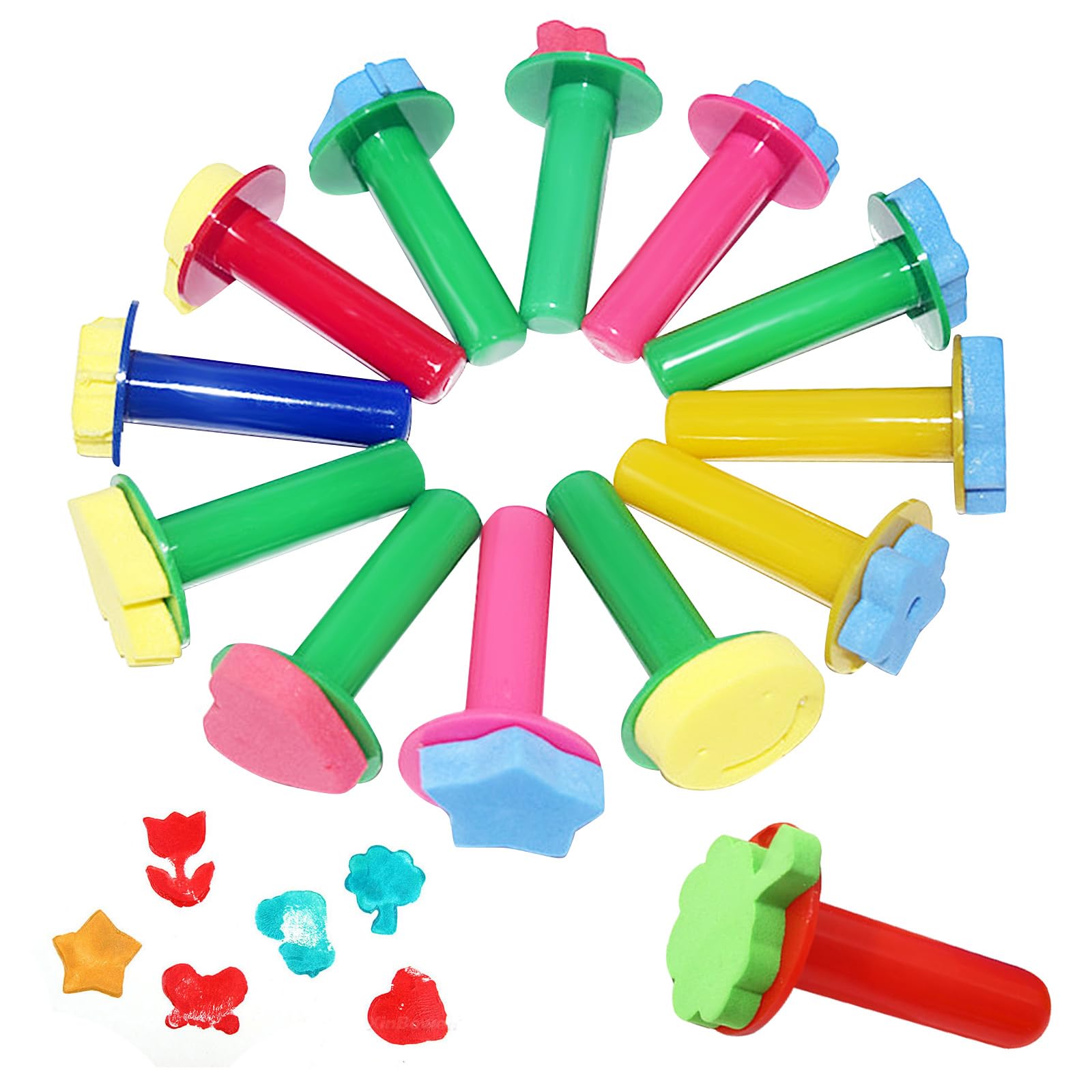 Sellos de esponja ergonómicos para evitar manchas en manualidades y dibujo infantil