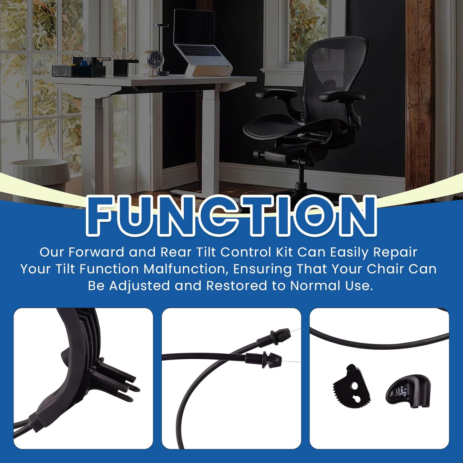 Tilt Limiter & Forward Rear Tilt Cable Kit Compatible with Herman Miller 1996-2016 Classic Aeron Chair,Fits for Size A,B,C