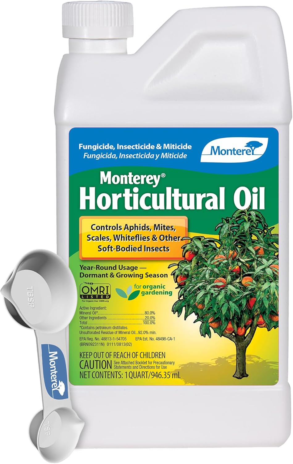 Monterey Horticultural Oil Bundled with Measuring Spoon - Treatment for Control of Insects - OMRI Listed - 1 Quart