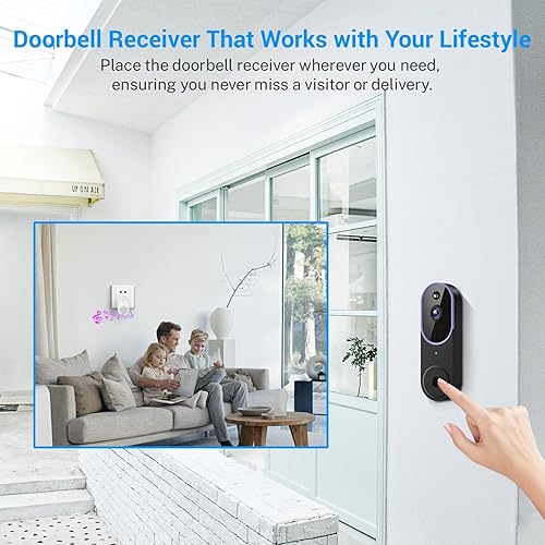 Miniatura 6 de Cámara de timbre de video inalámbrico de 1080p, detección humana inteligente con inteligencia artificial, funciona con pilas, conversación