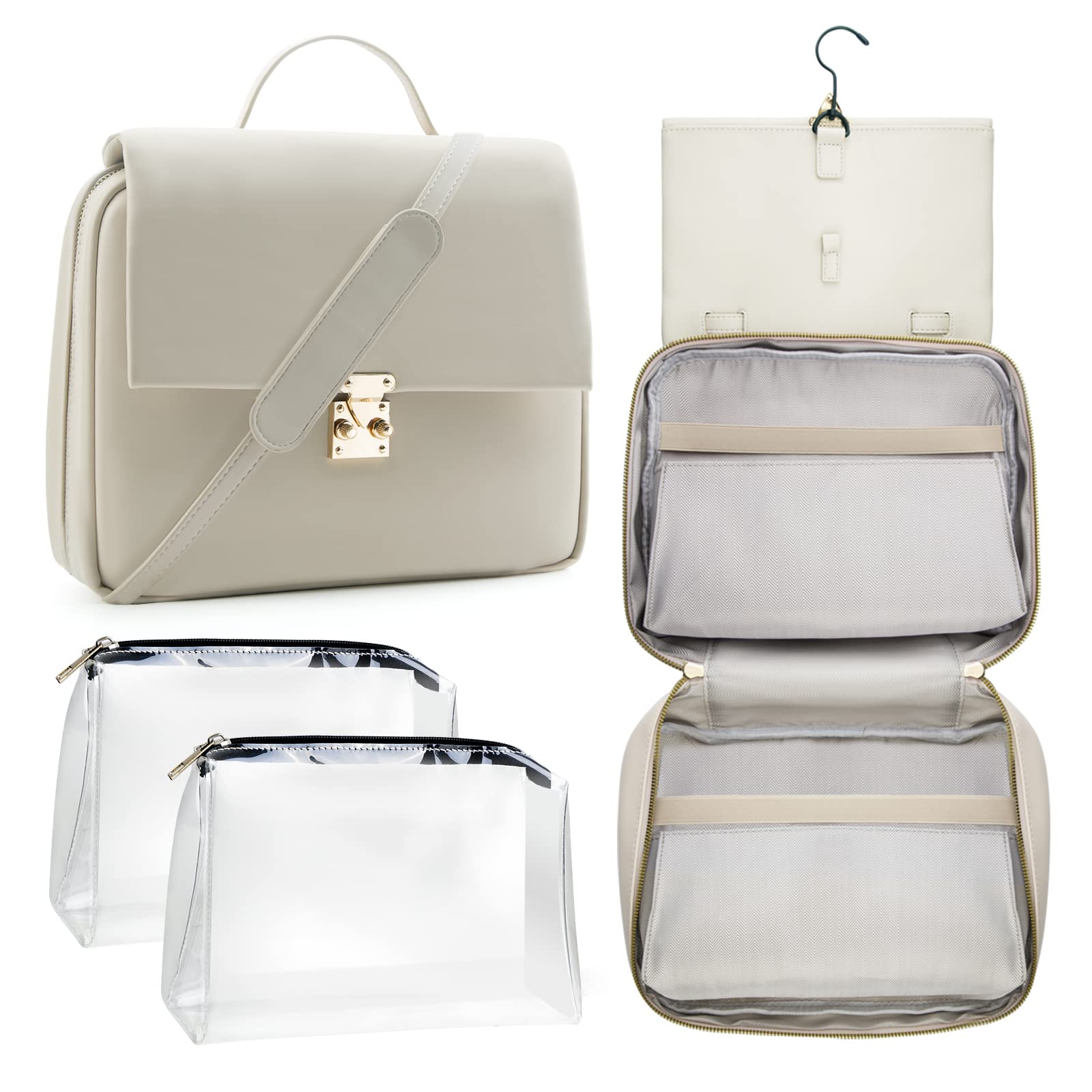 printe Hanging Toiletry Bag for Women, 2 Removable TSA Approved Makeup