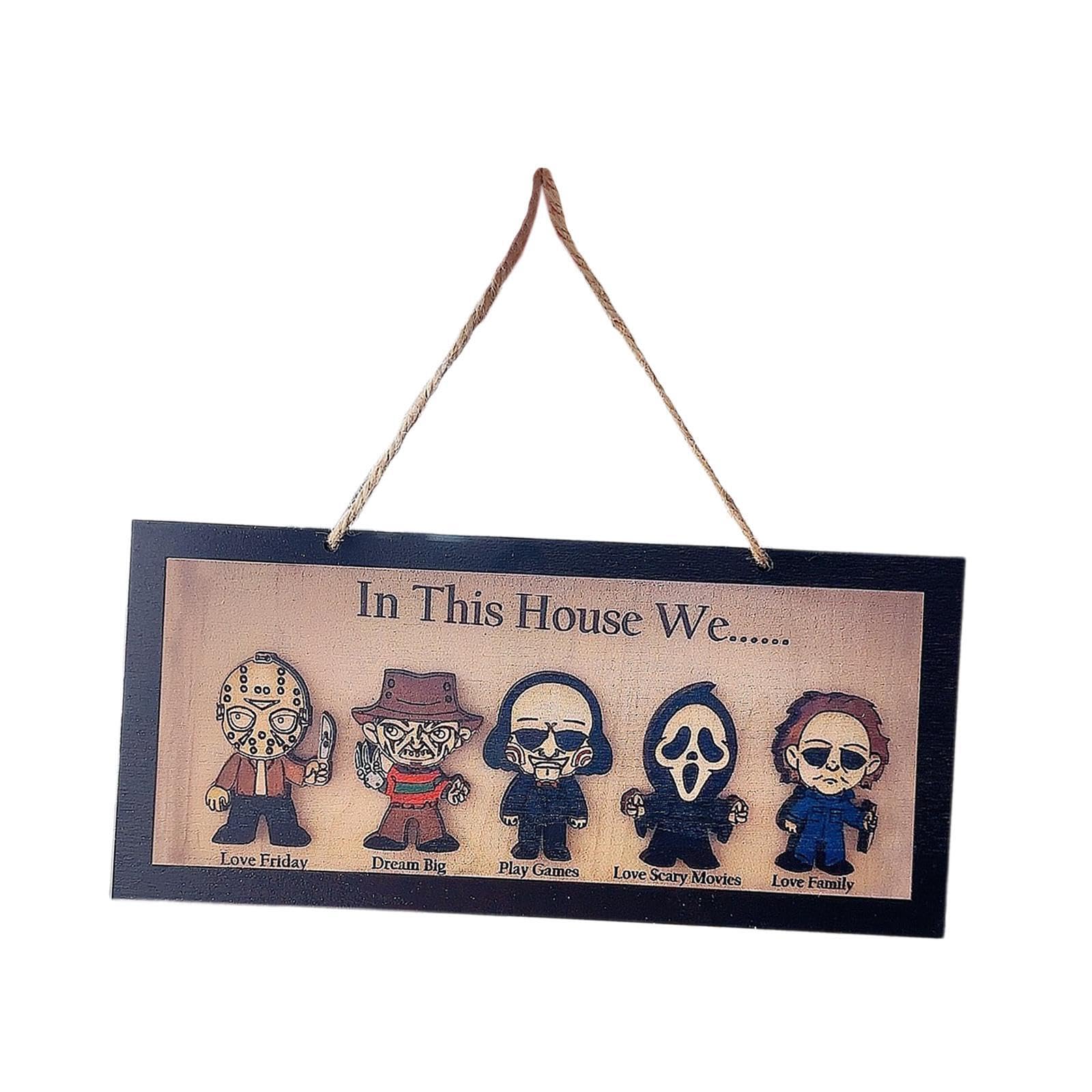 LIXSAZSE Halloween Decoration Unique Artwork Shelf for Creative Wooden Sign Frame Horror Character Wooden Sign Frame Gift Decorative Items Ornament for, Hanging, 25x11.5cm