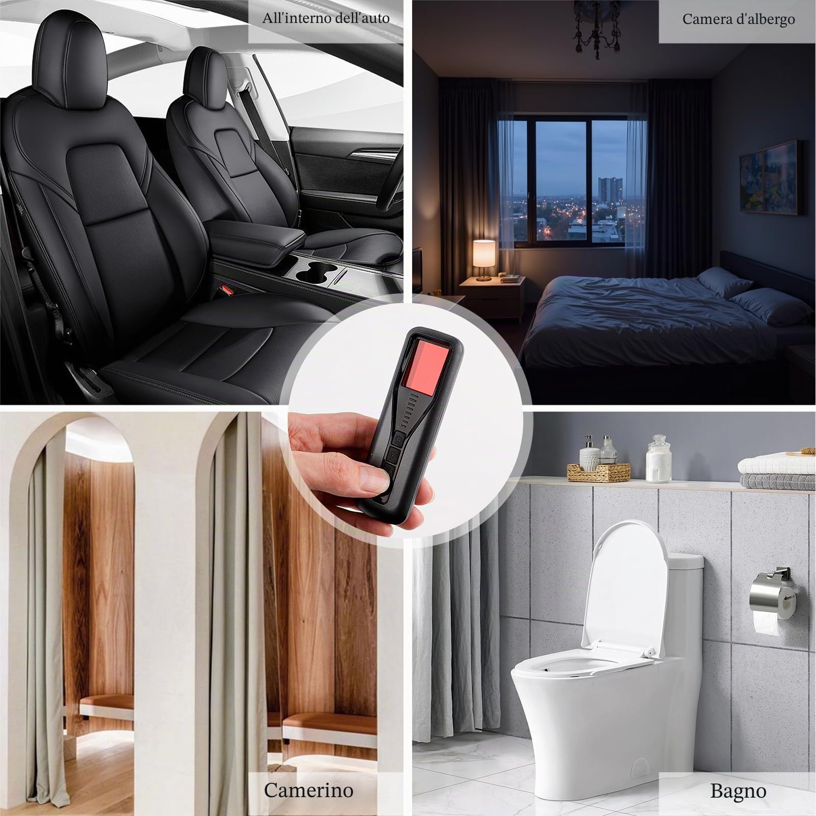 Rilevatore Microspie, Rilevatore Telecamere Nascoste, Fotocamera wireless RF, 5 Livelli Sensibilità, con Adattiva Sensibilità Regolabile per Casa, Ufficio, Hotel, Viaggi