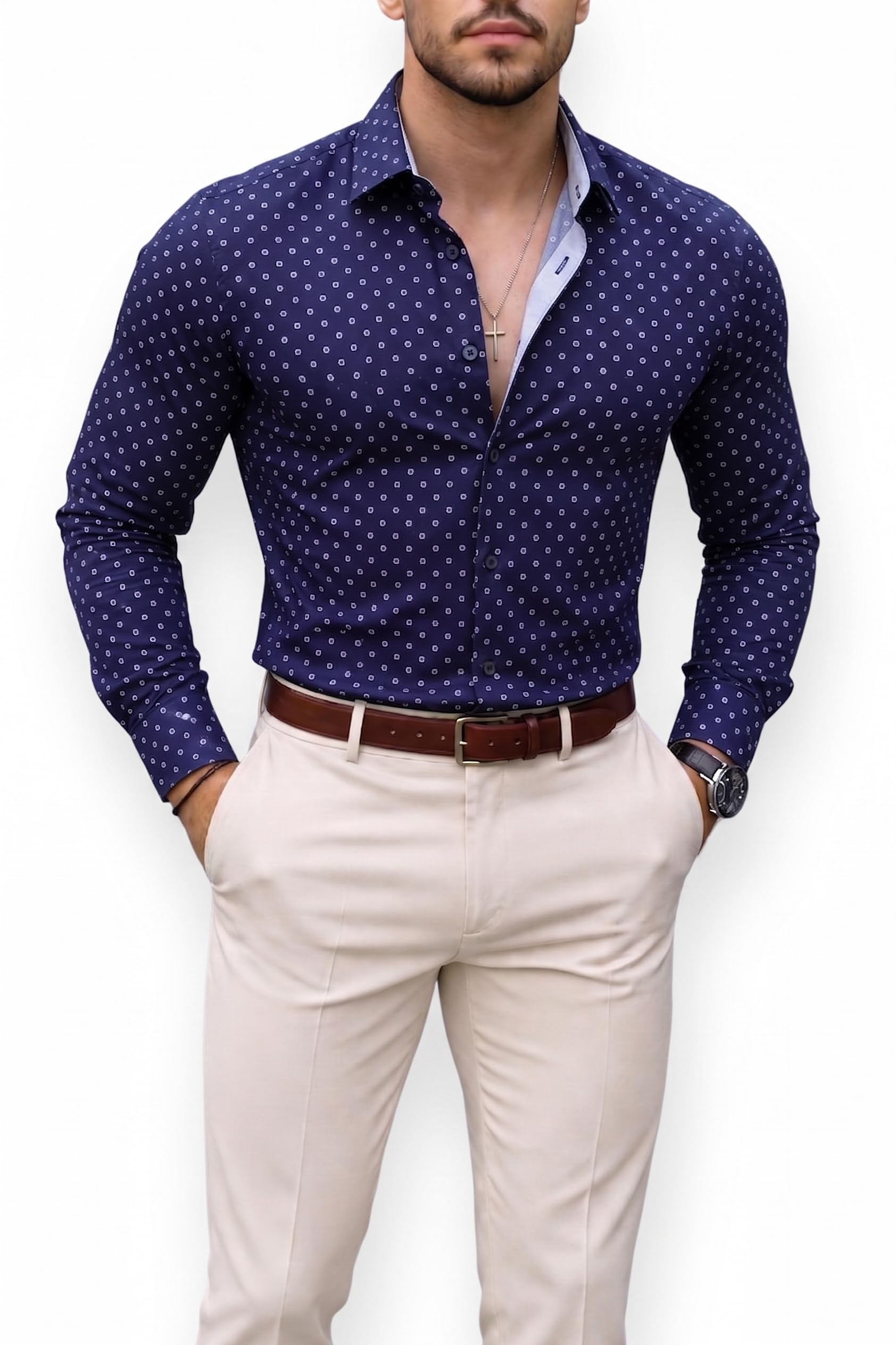 Premium Pure Cotton Printed Shirt Piece Fabric (Designer Geometric Pattern)-image-37
