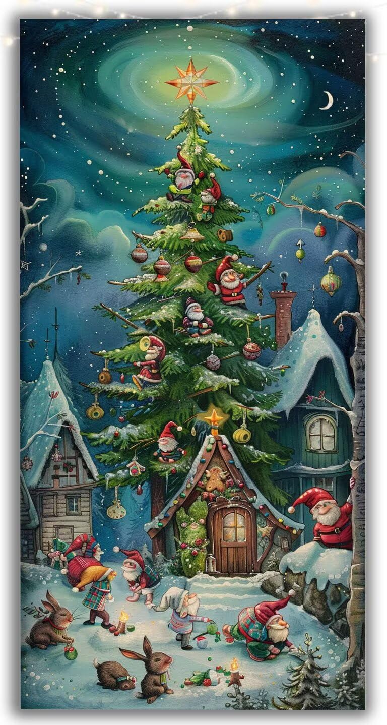 Diamond Painting Kit Completo Natale Diamond Painting Grandi Dimensioni Case, 100x200cm DIY Passatempo Adulti, Pittura Diamante, Attività Antistress e Relax, Hobby Meditativo, Regalo Donna Y1-1014